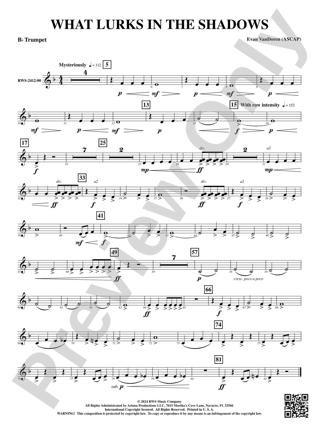 What Lurks in the Shadows: 1st B-flat Trumpet