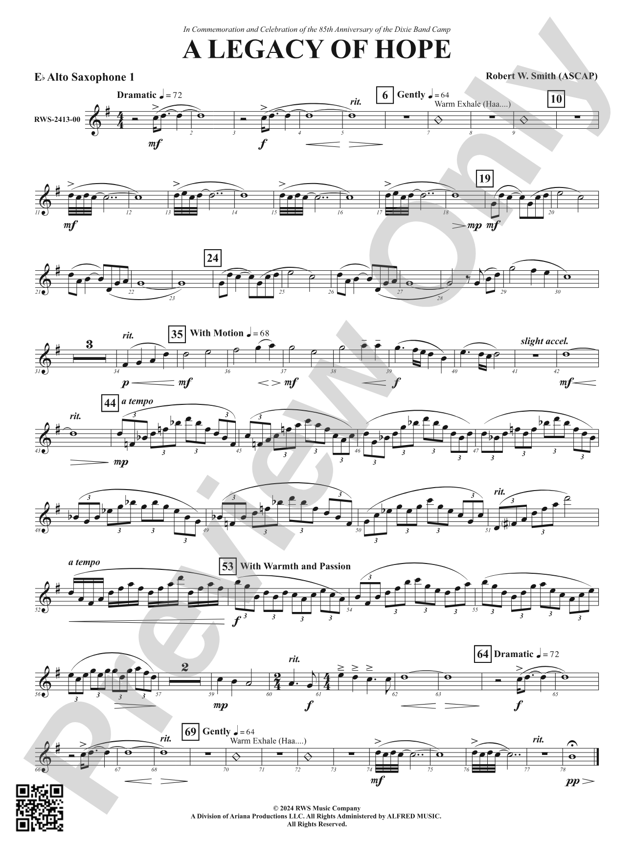 A Legacy of Hope: 1st E-flat Alto Saxophone