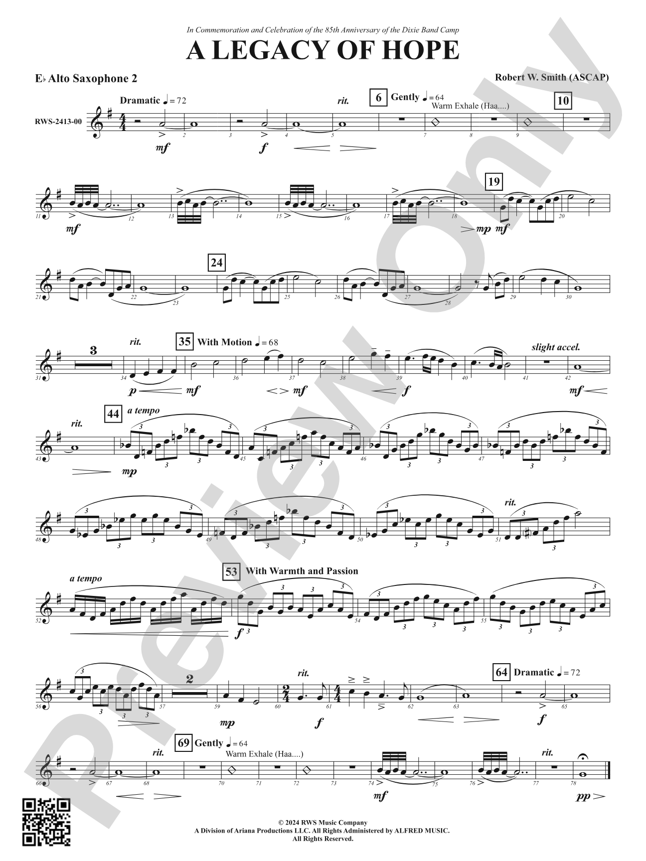 A Legacy of Hope: 2nd E-flat Alto Saxophone