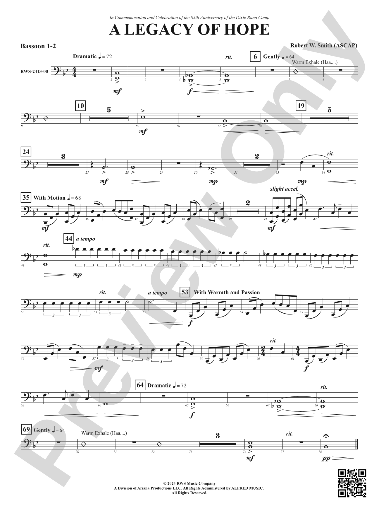 A Legacy of Hope: 1st & 2nd Bassoon