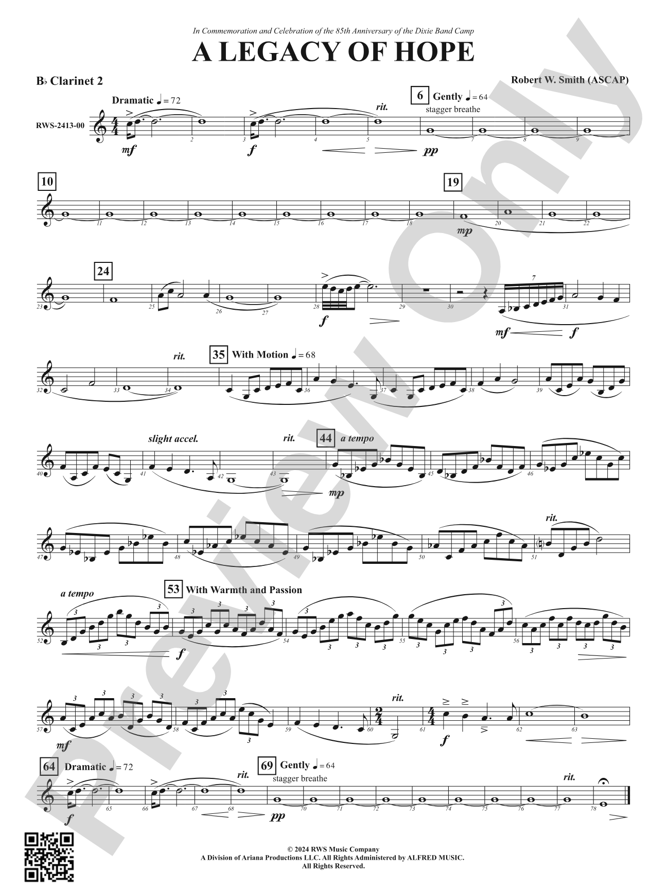 A Legacy of Hope: 2nd B-flat Clarinet
