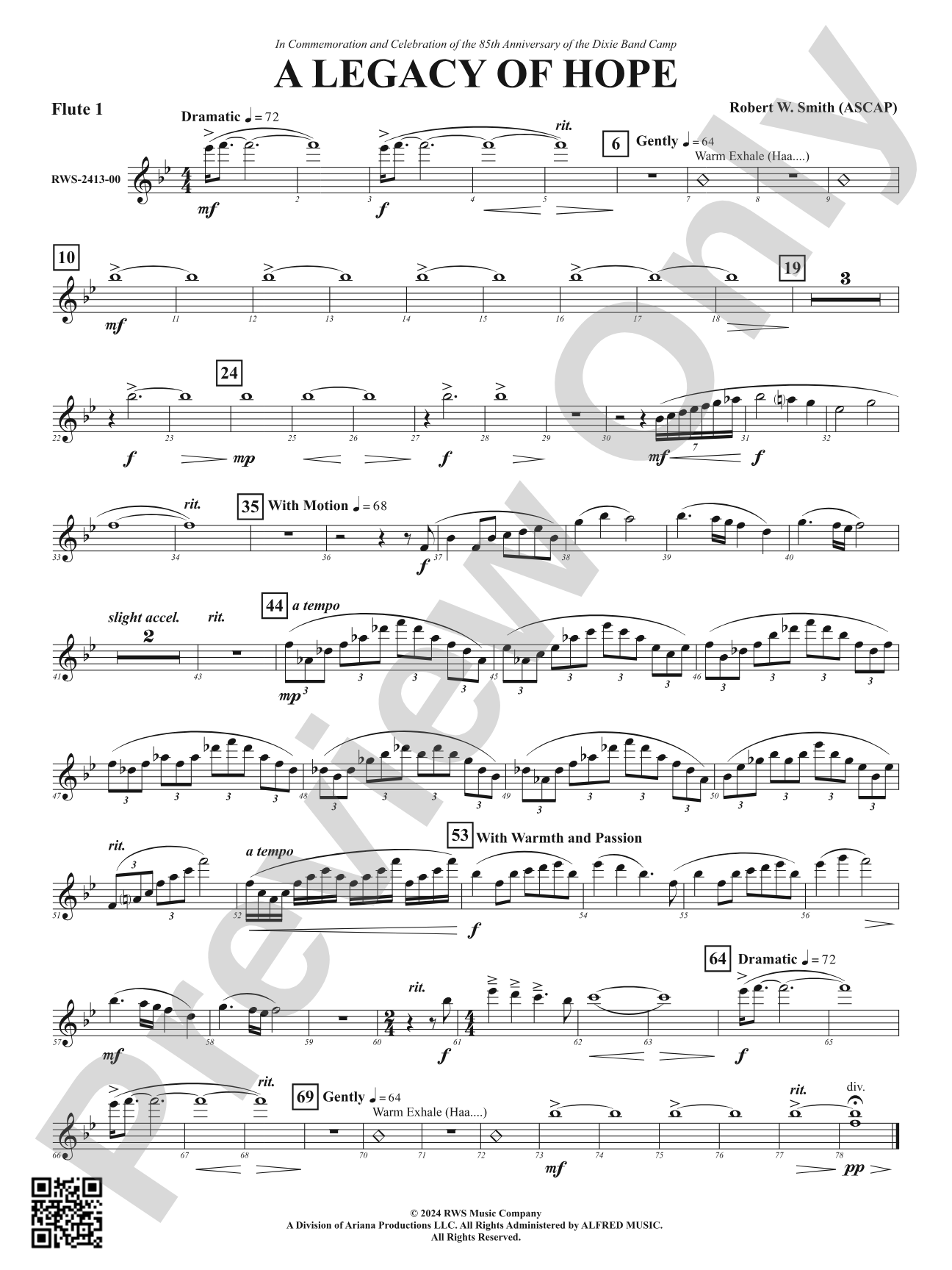 A Legacy of Hope: 1st Flute