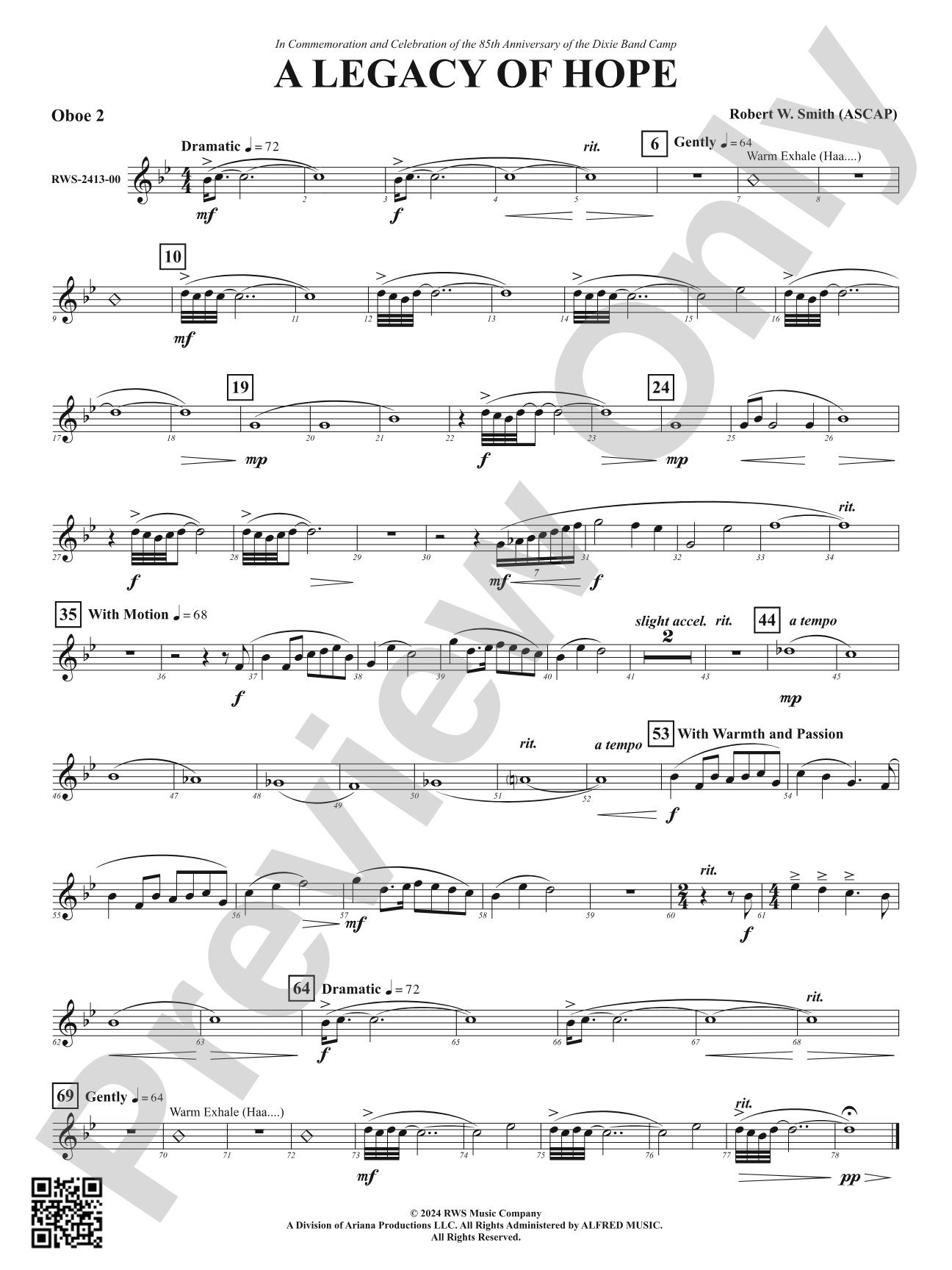 A Legacy of Hope: 2nd Oboe