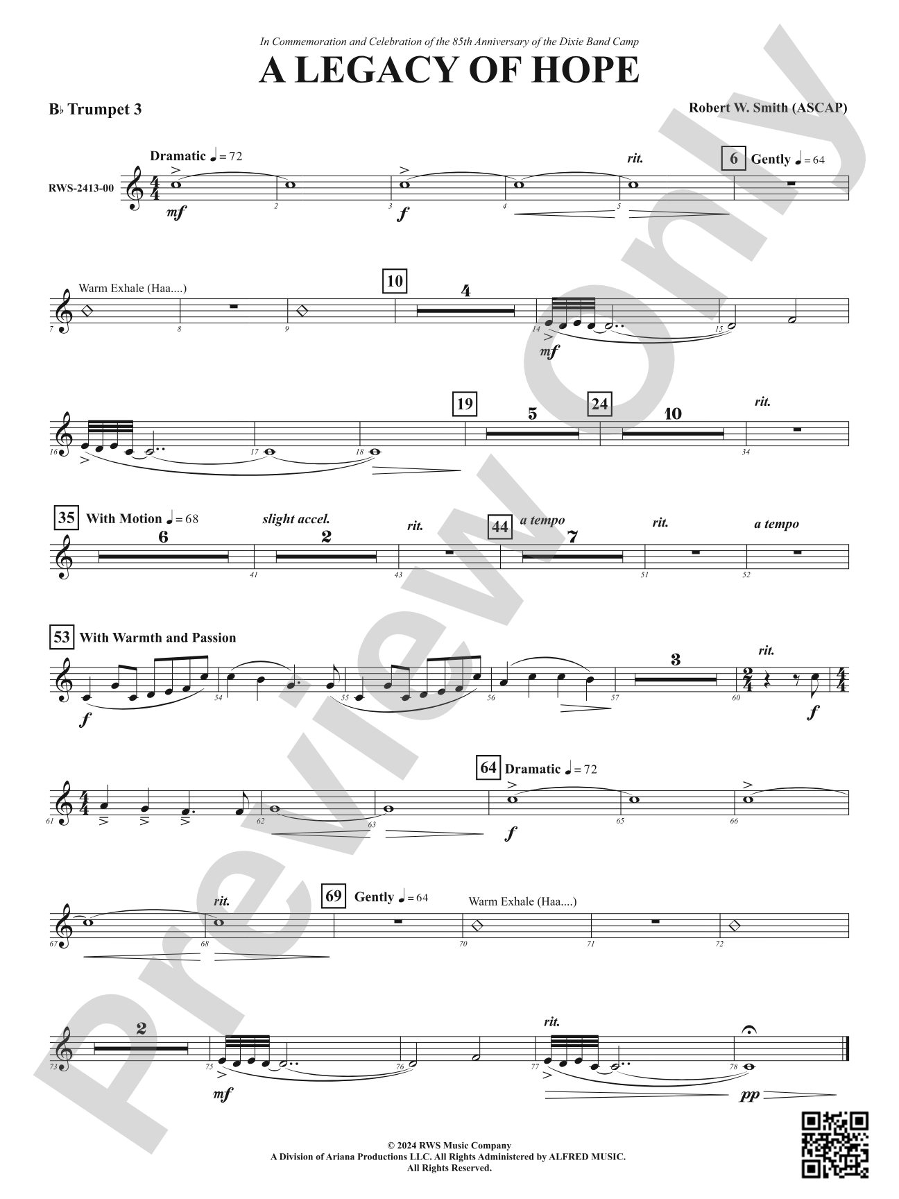 A Legacy of Hope: 3rd B-flat Trumpet