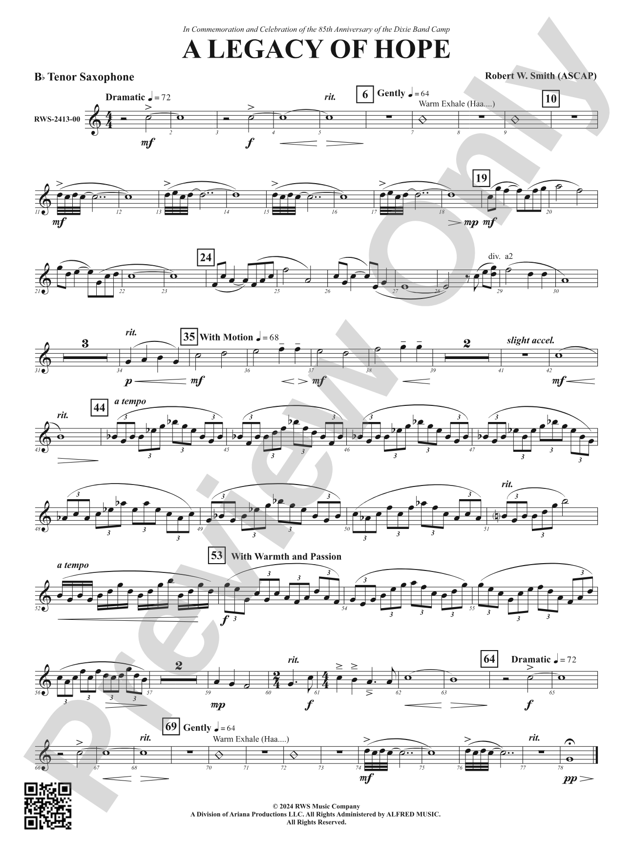 A Legacy of Hope: B-flat Tenor Saxophone