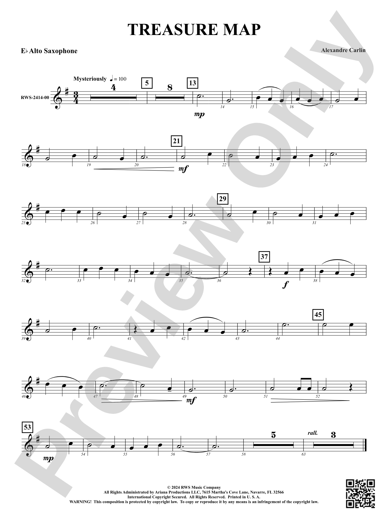 Treasure Map: 1st E-flat Alto Saxophone