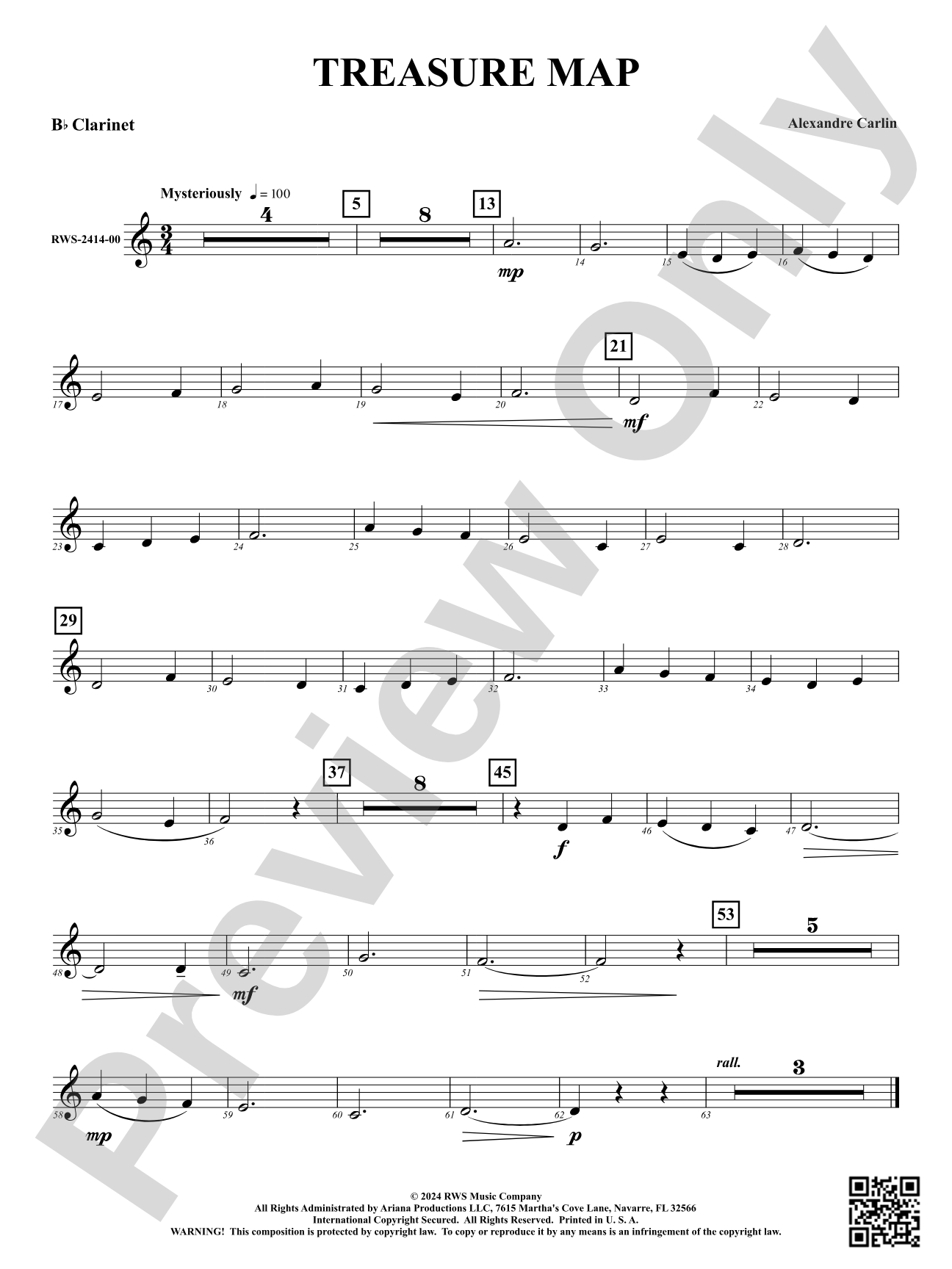 Treasure Map: 1st B-flat Clarinet