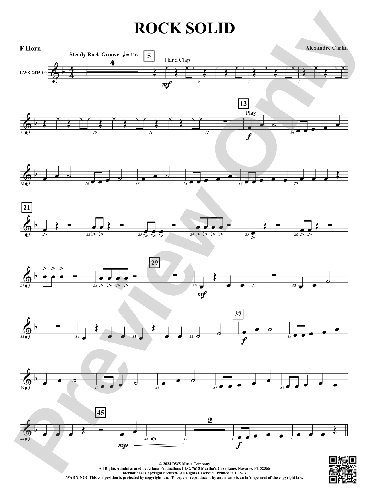 Rock Solid: 1st F Horn
