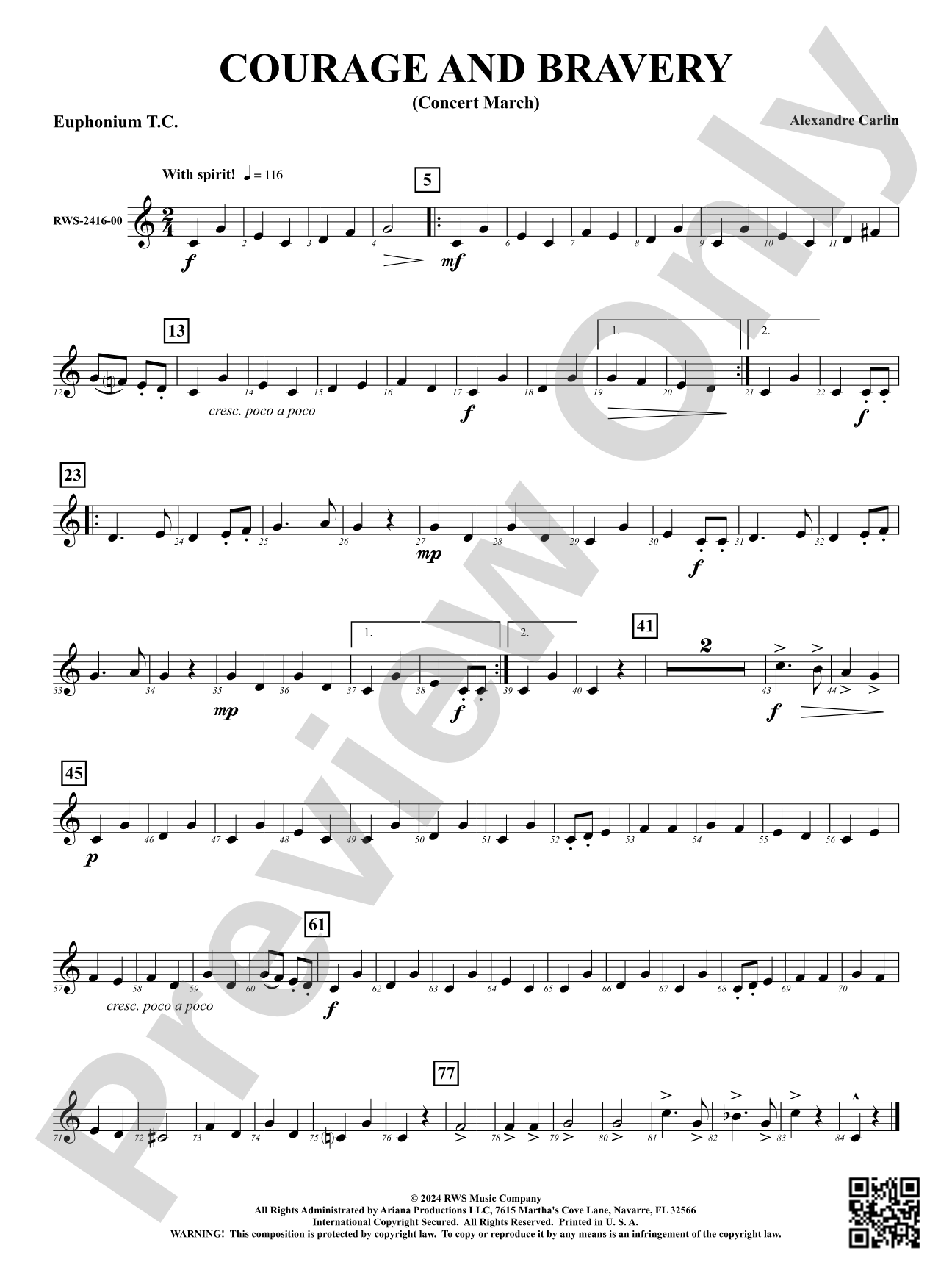 Courage and Bravery (Concert March): Baritone T.C.