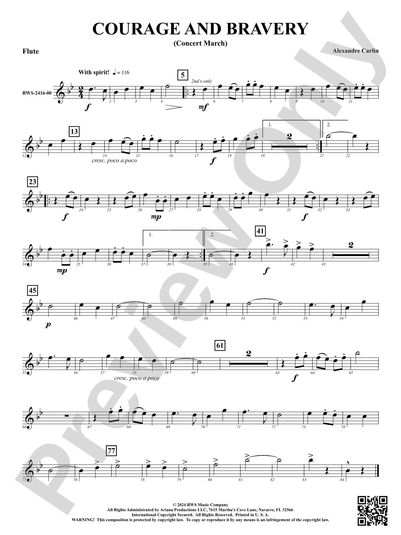 Courage and Bravery (Concert March): 1st Flute