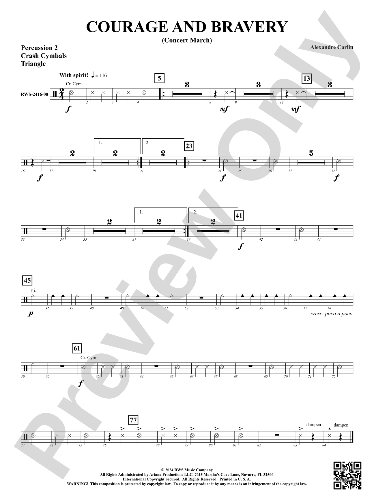 Courage and Bravery (Concert March): 2nd Percussion