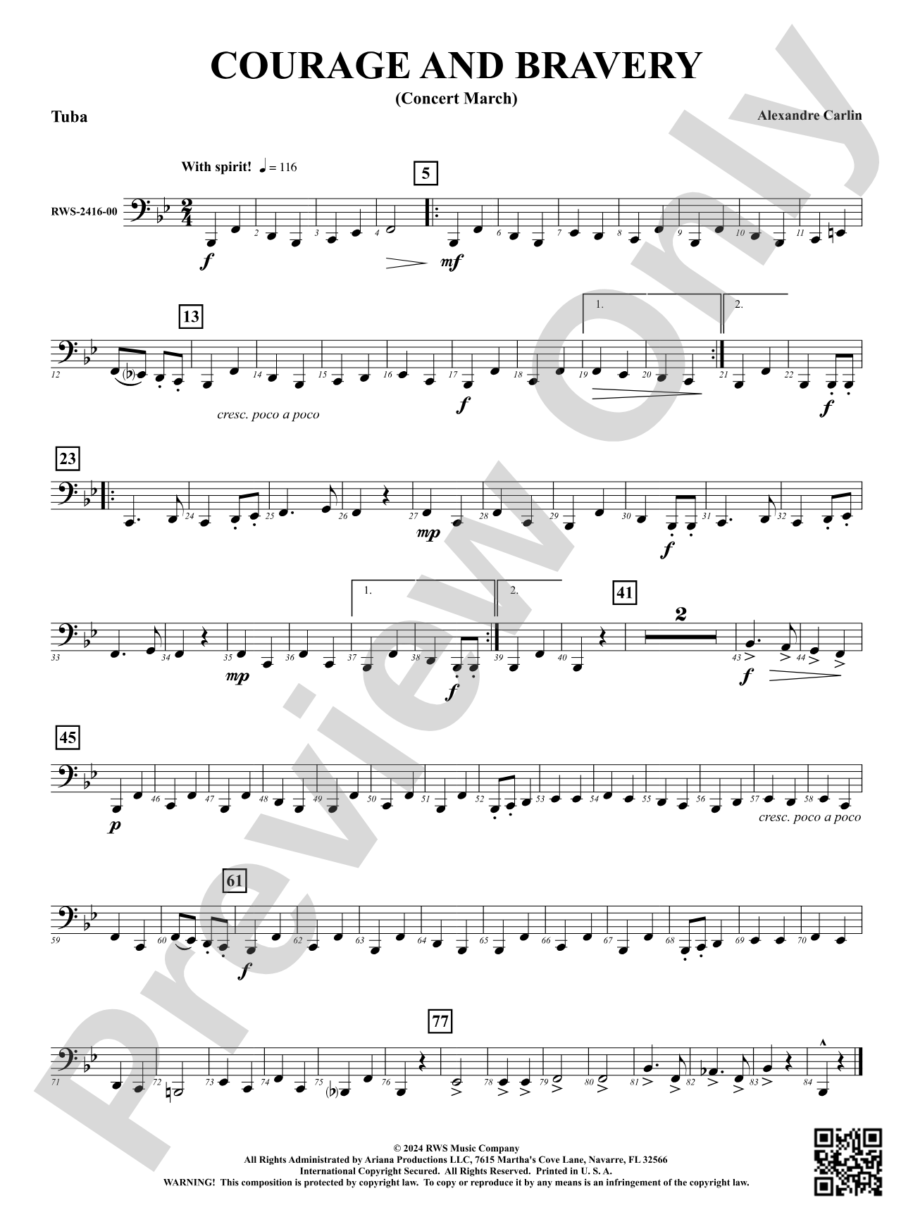 Courage and Bravery (Concert March): Tuba