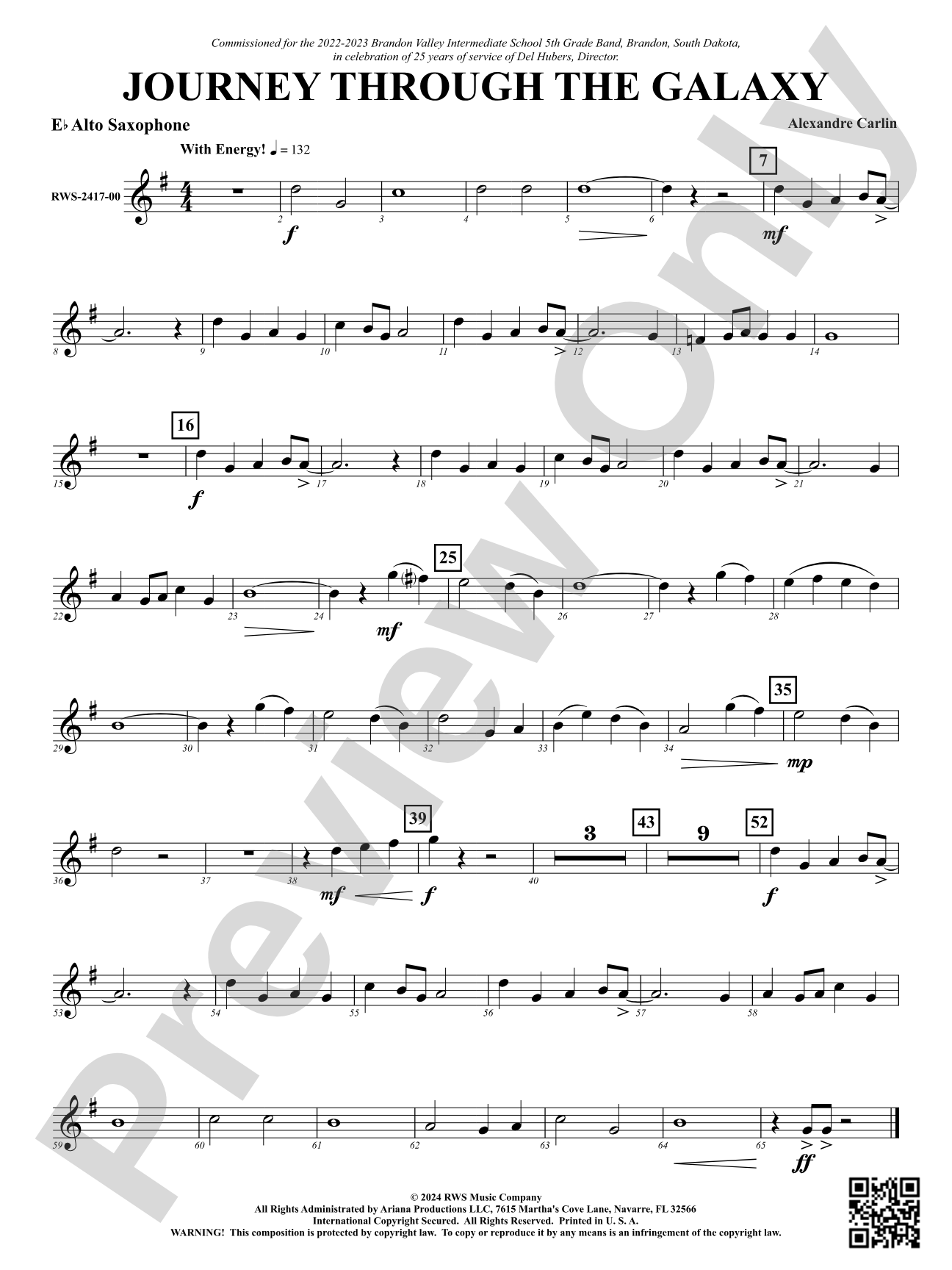 Journey Through the Galaxy: 1st E-flat Alto Saxophone