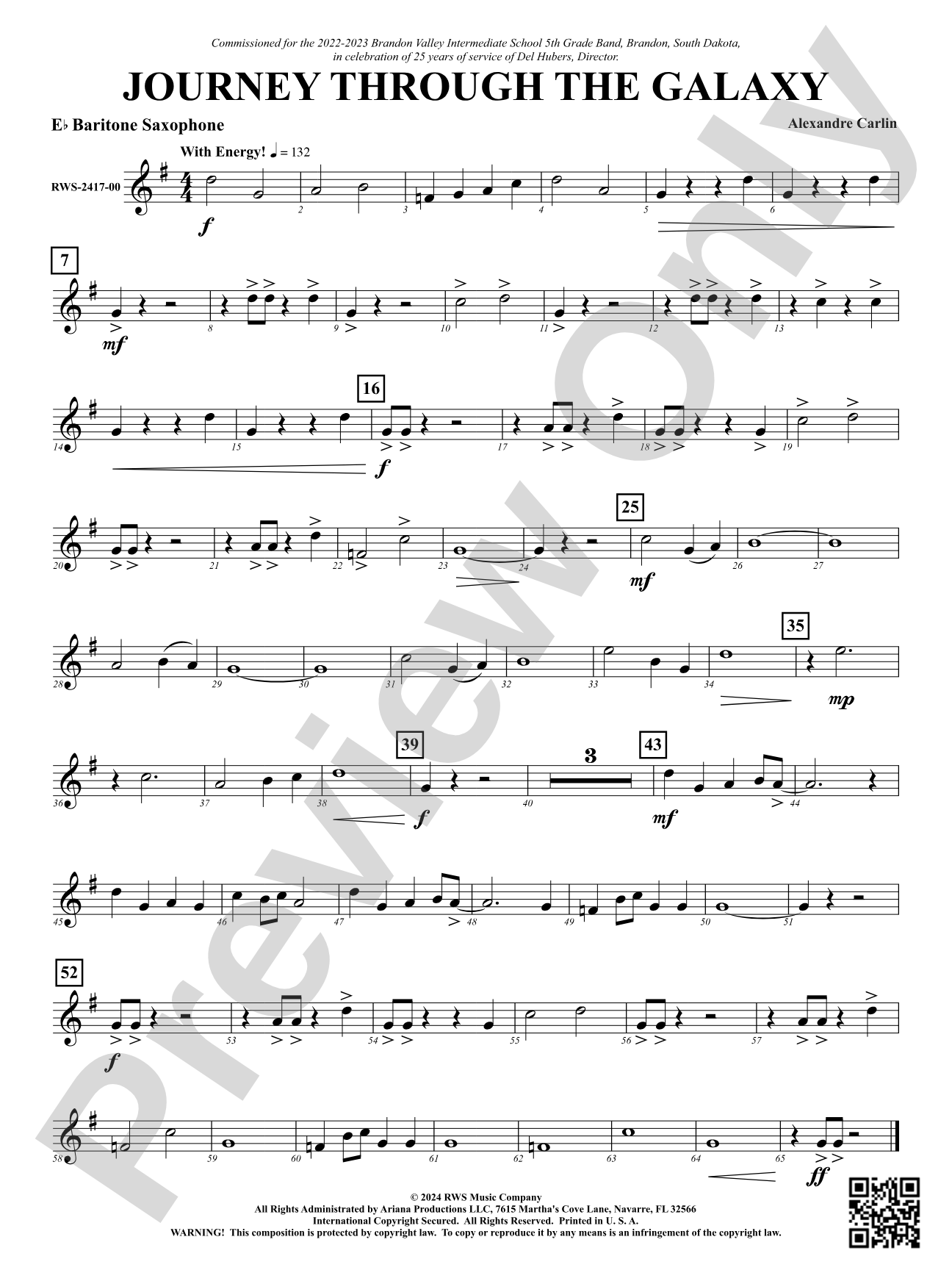 Journey Through the Galaxy: E-flat Baritone Saxophone