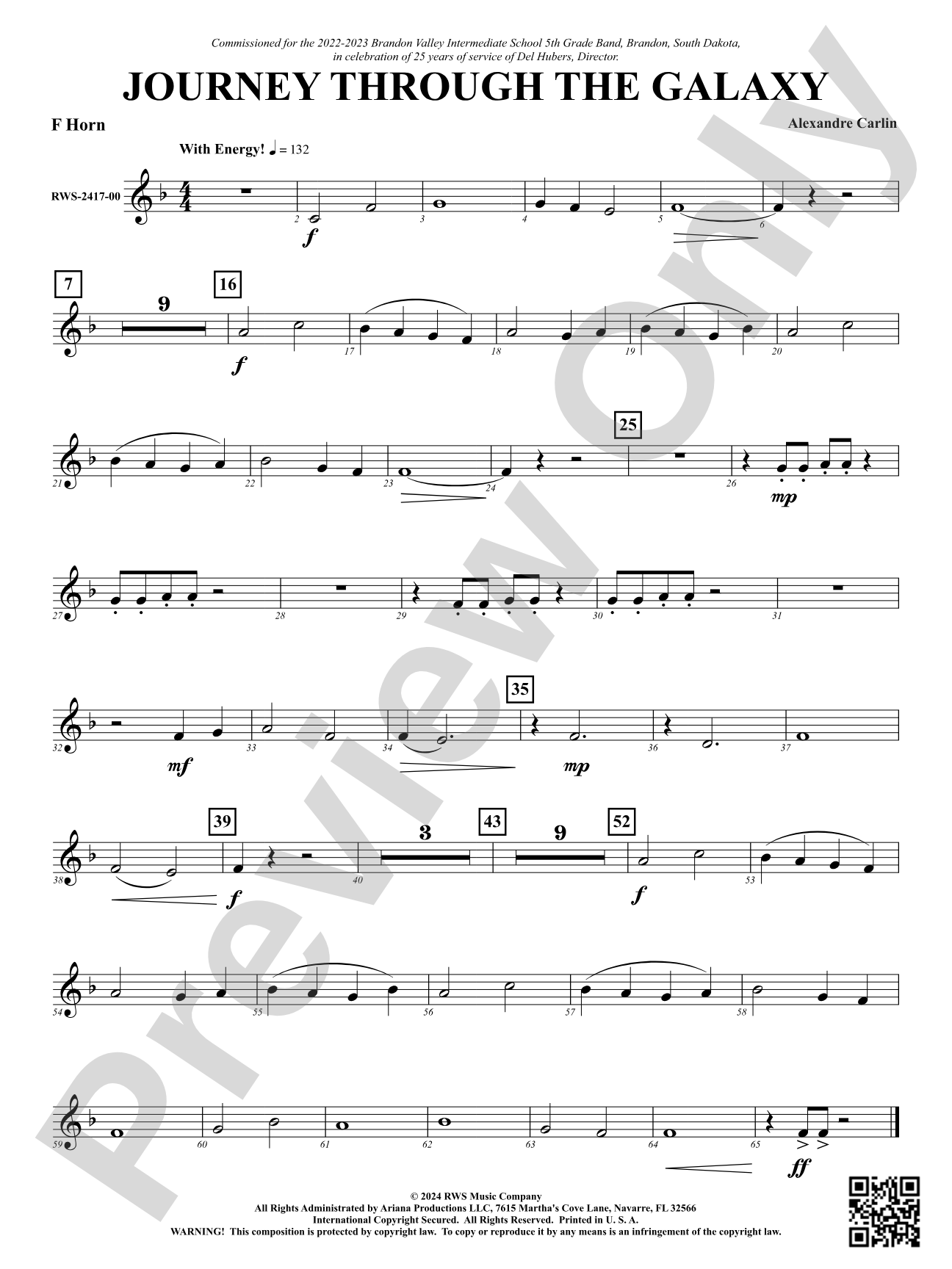 Journey Through the Galaxy: 1st F Horn
