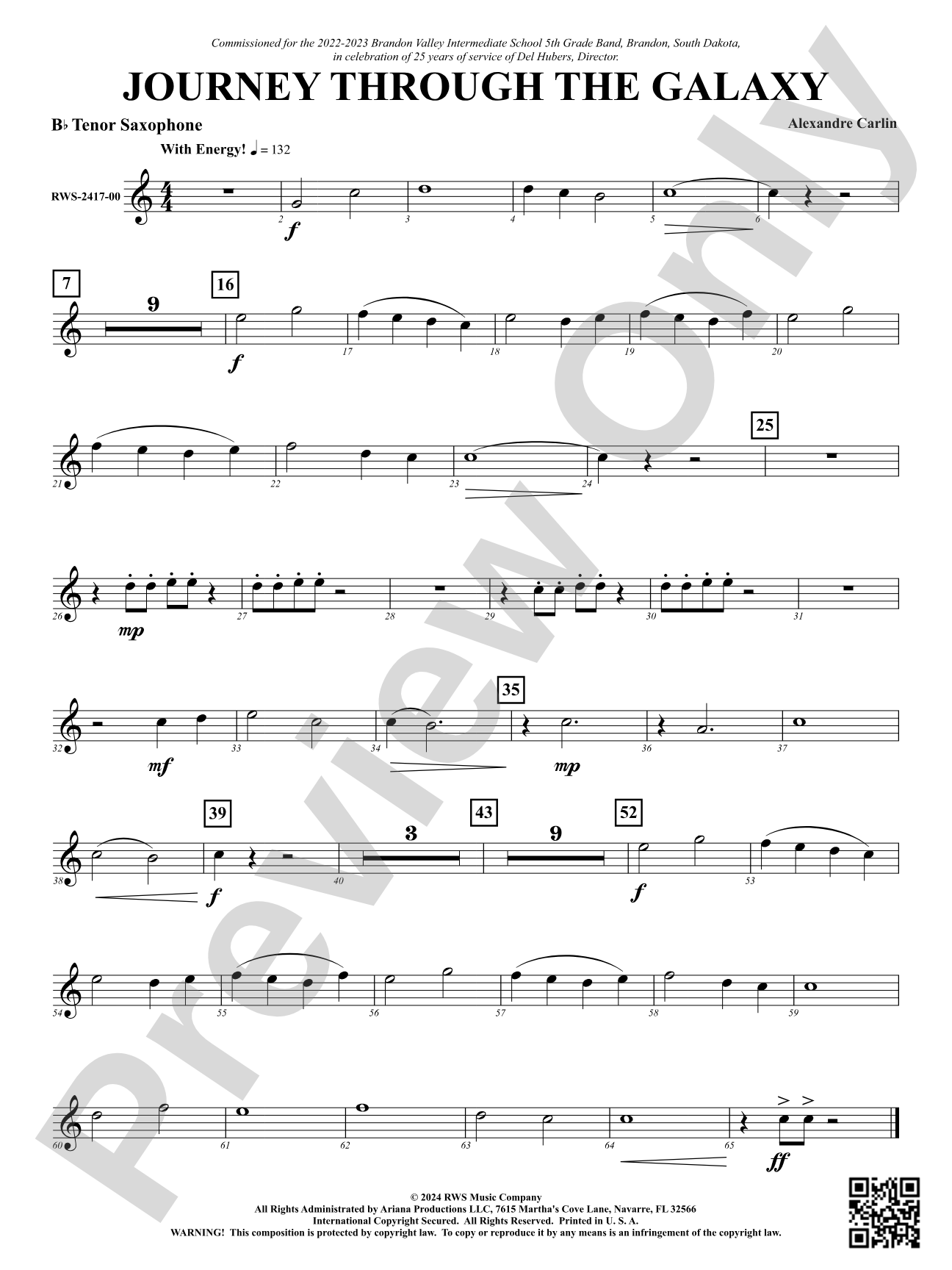 Journey Through the Galaxy: B-flat Tenor Saxophone