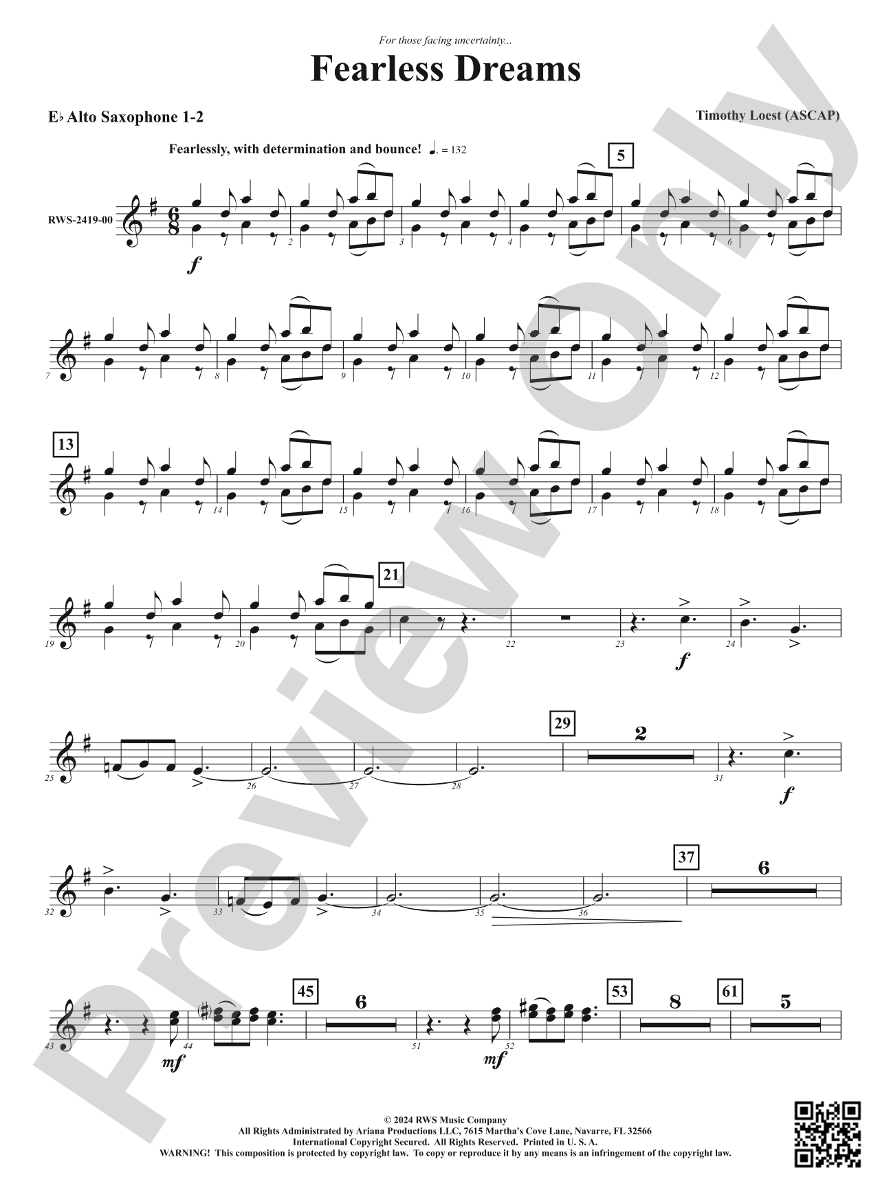 Fearless Dreams: 1st & 2nd E-flat Alto Saxophone
