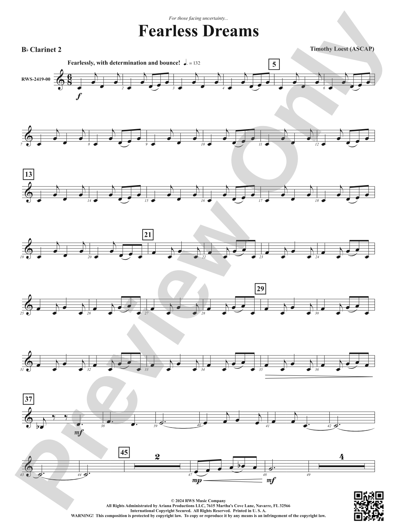 Fearless Dreams: 2nd B-flat Clarinet