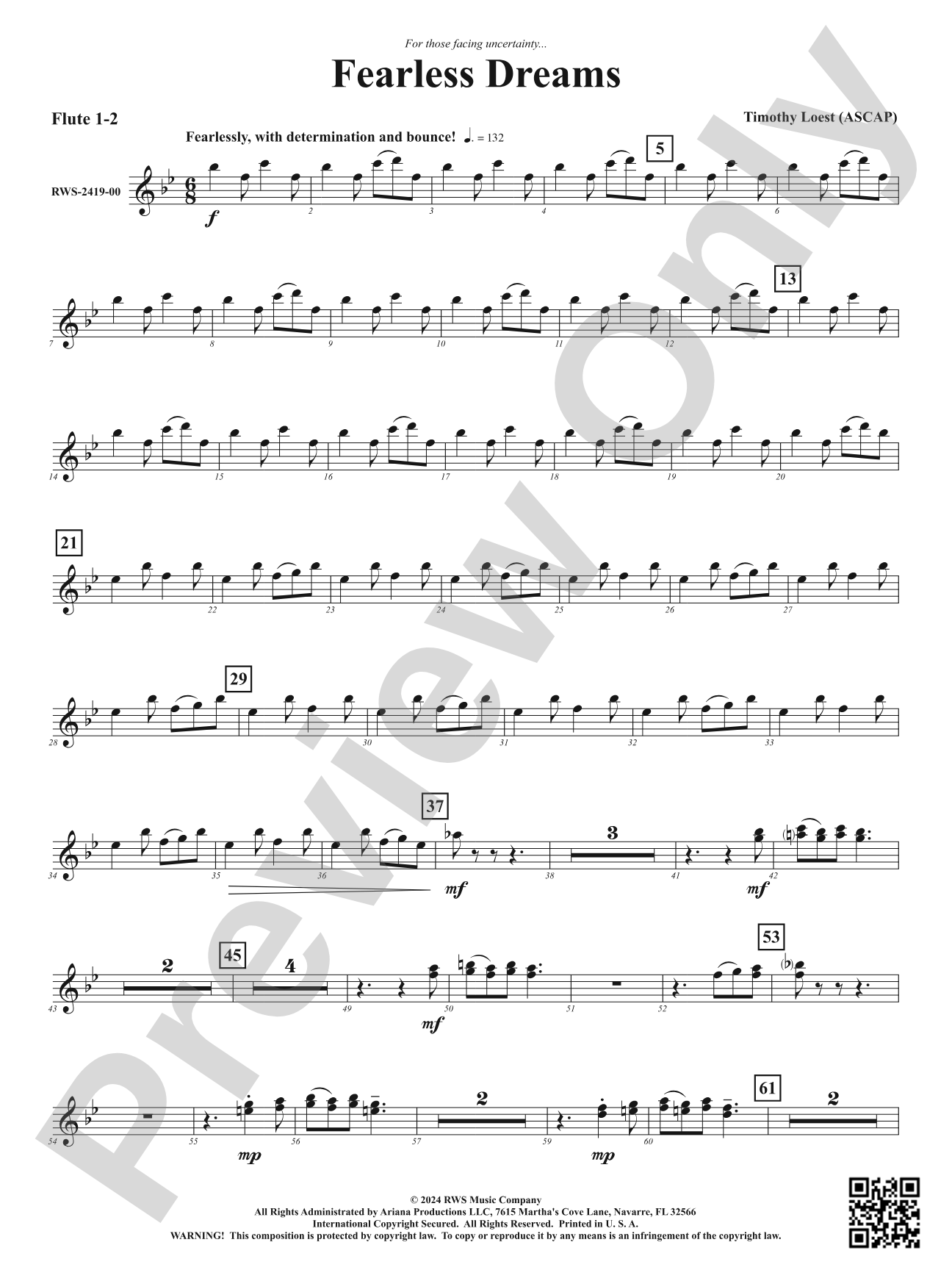 Fearless Dreams: 1st & 2nd Flute