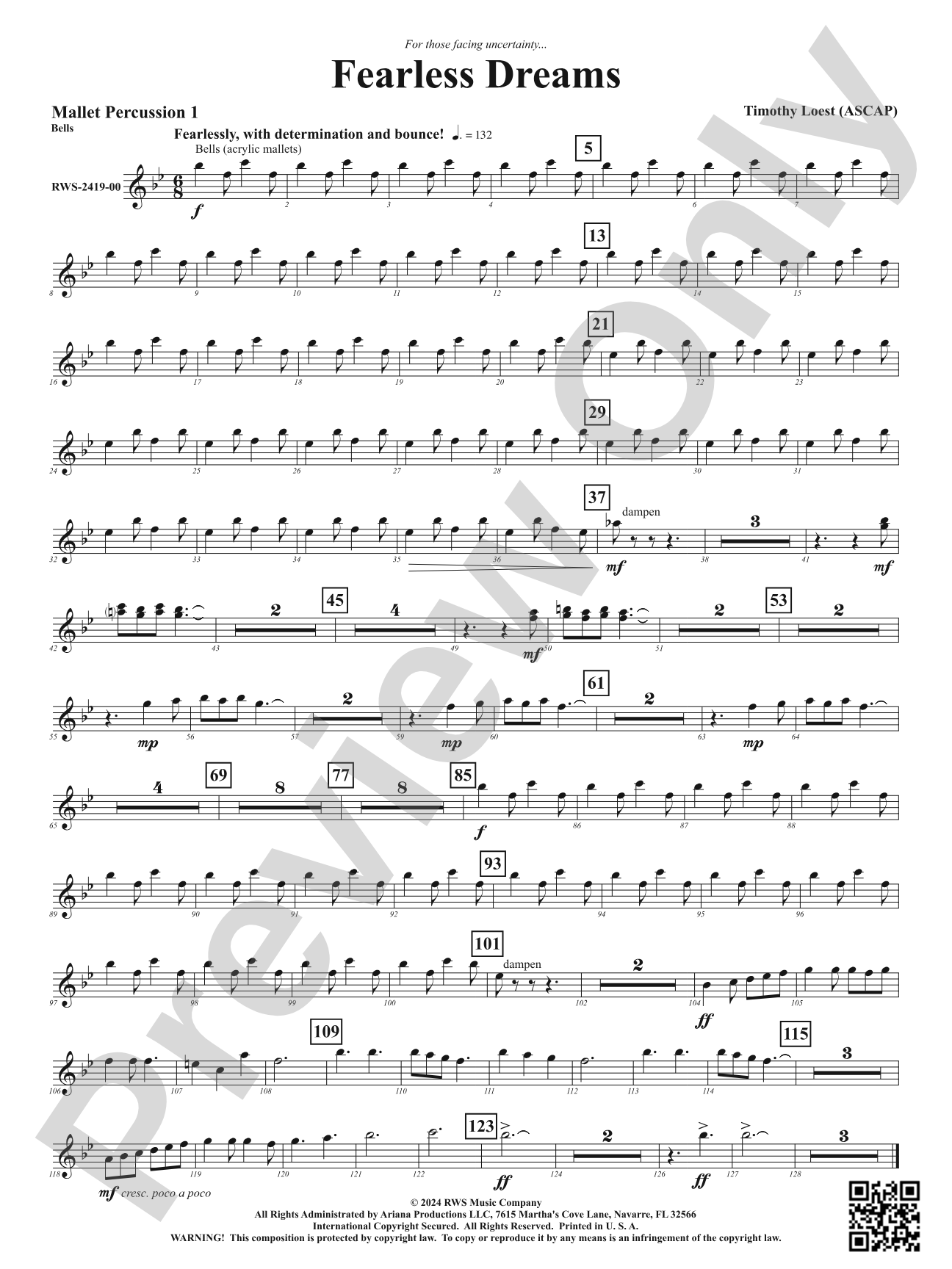 Fearless Dreams: 1st Mallet Percussion