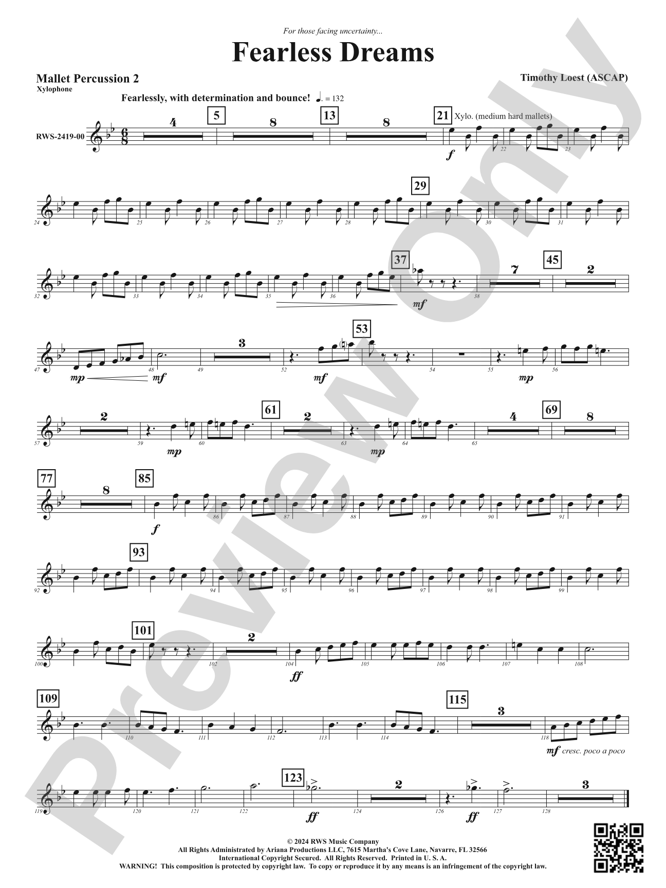 Fearless Dreams: 2nd Mallet Percussion