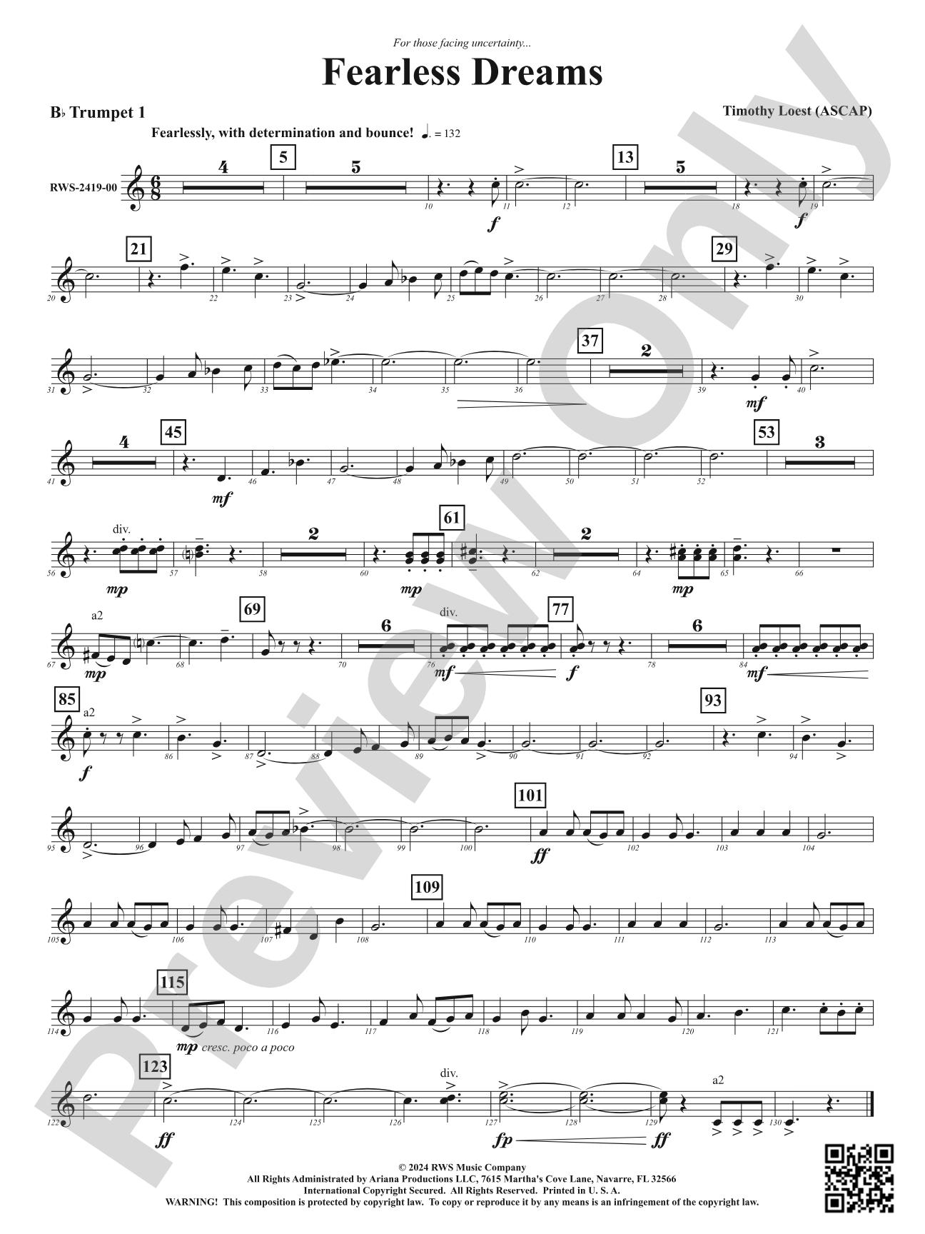 Fearless Dreams: 1st B-flat Trumpet