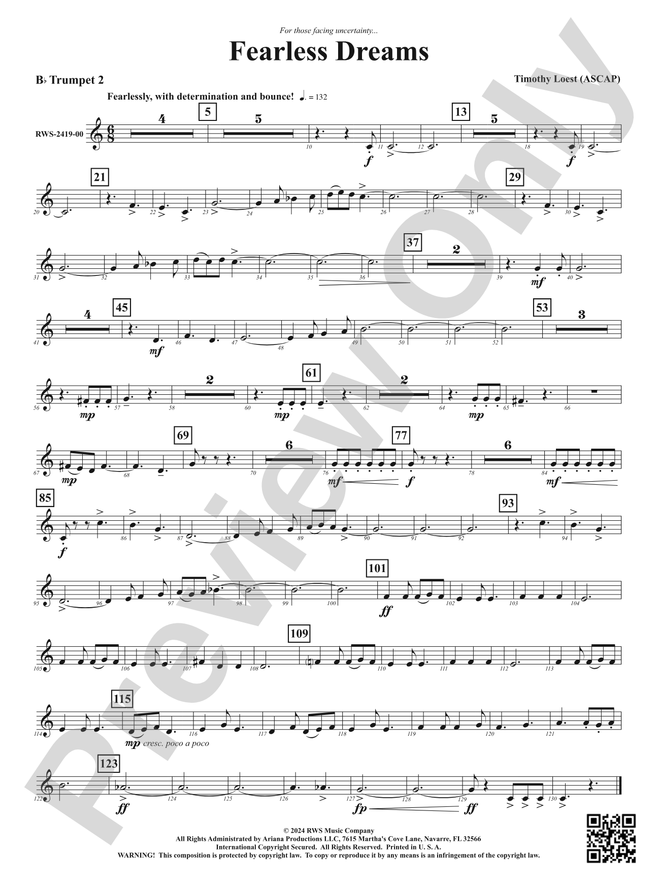 Fearless Dreams: 2nd B-flat Trumpet