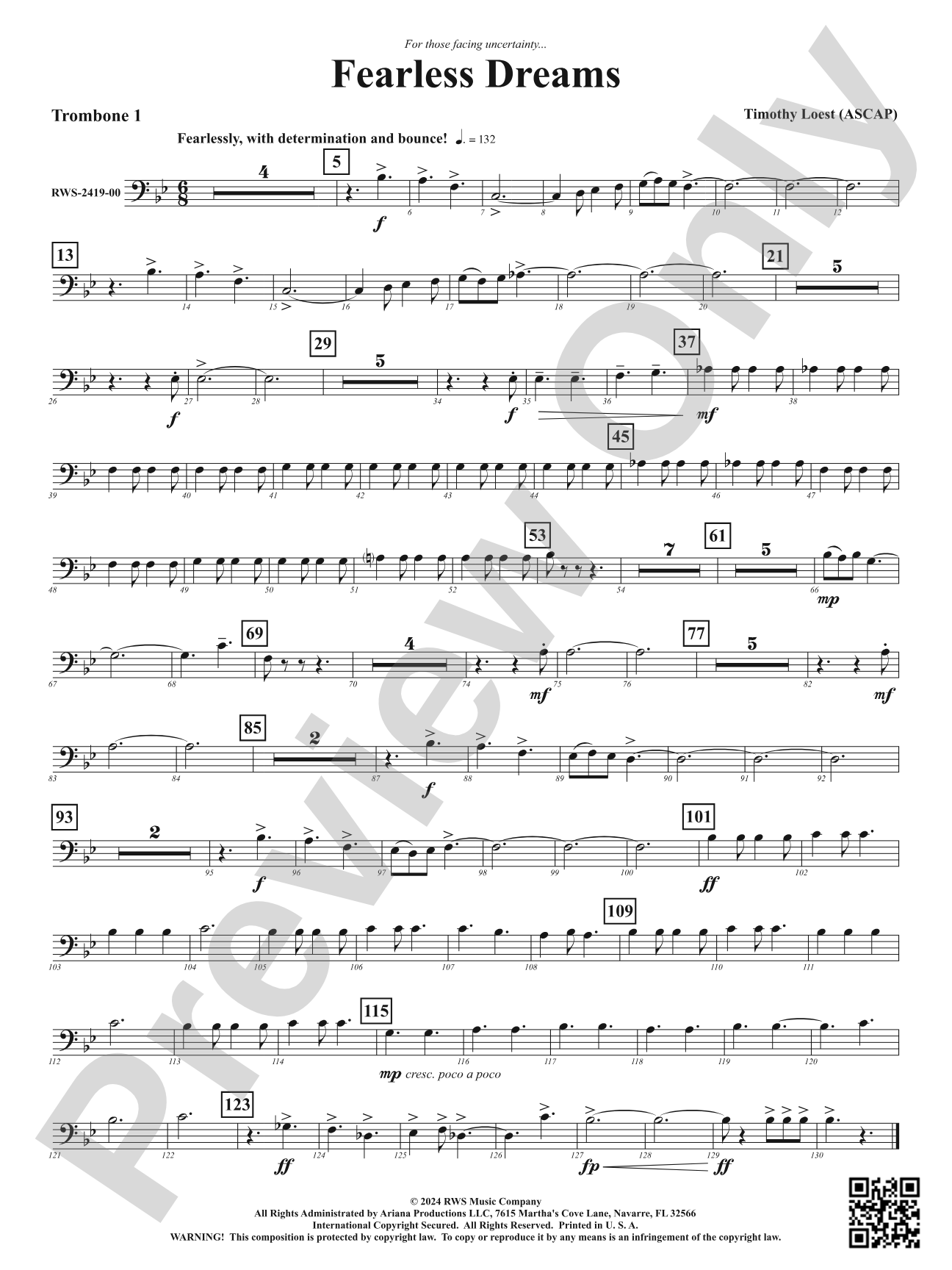 Fearless Dreams: 1st Trombone