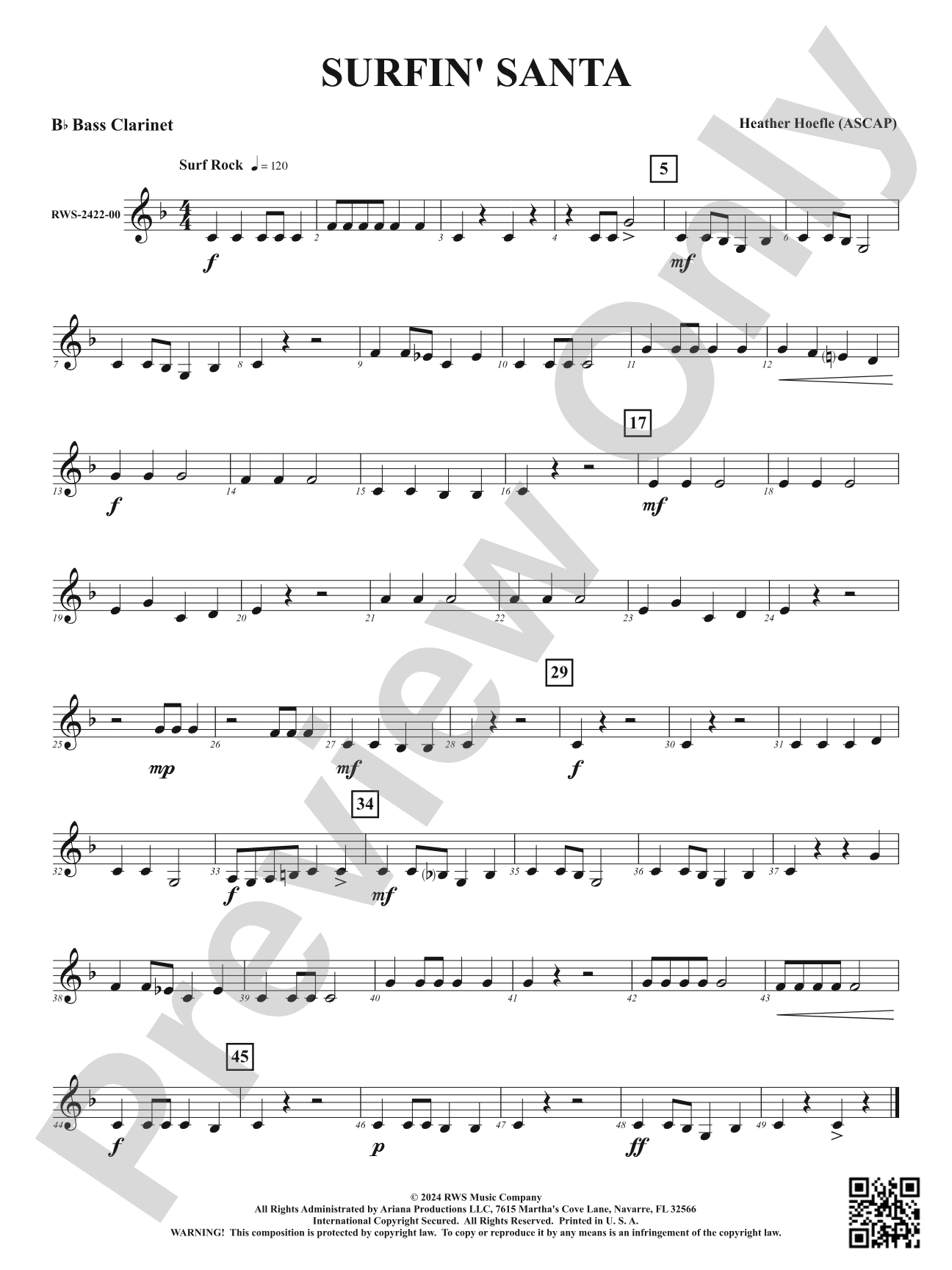 Surfin' Santa: B-flat Bass Clarinet
