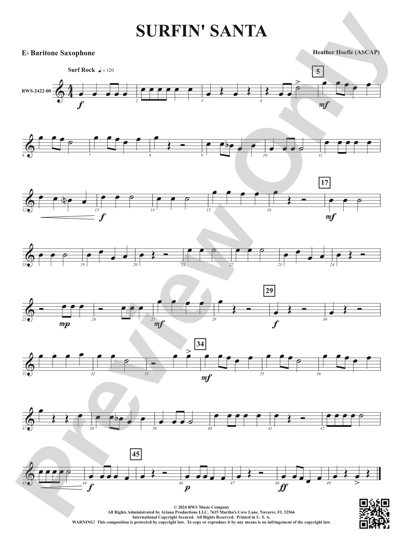 Surfin' Santa: E-flat Baritone Saxophone