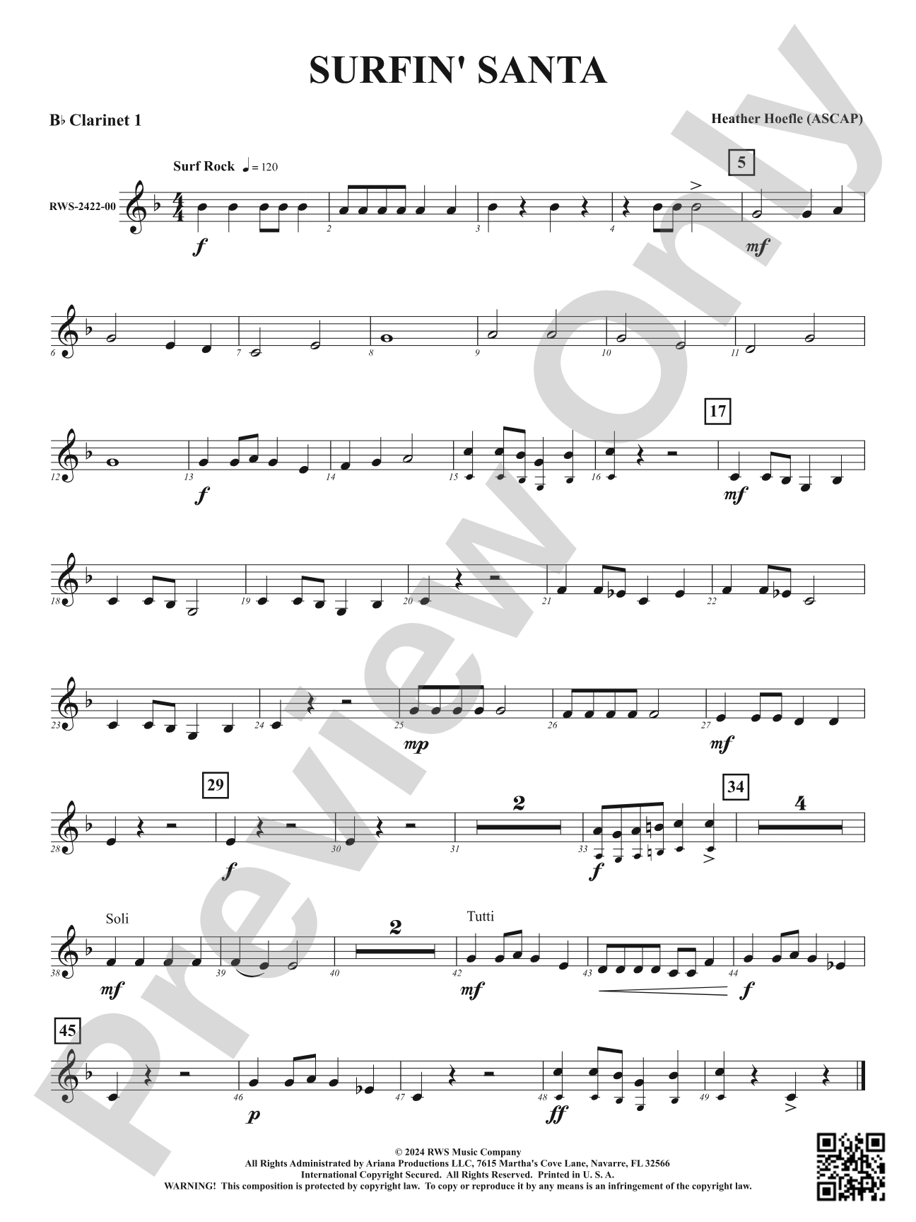 Surfin' Santa: 1st B-flat Clarinet