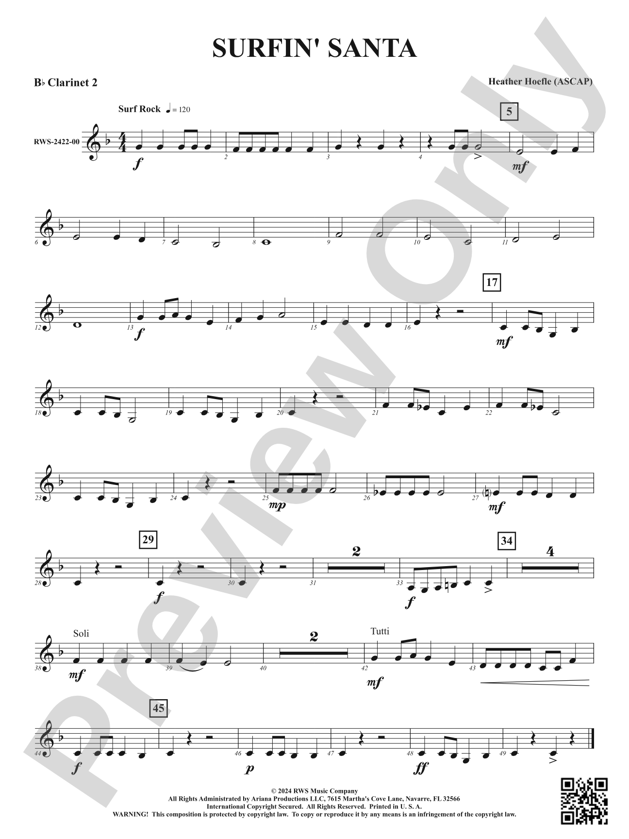 Surfin' Santa: 2nd B-flat Clarinet
