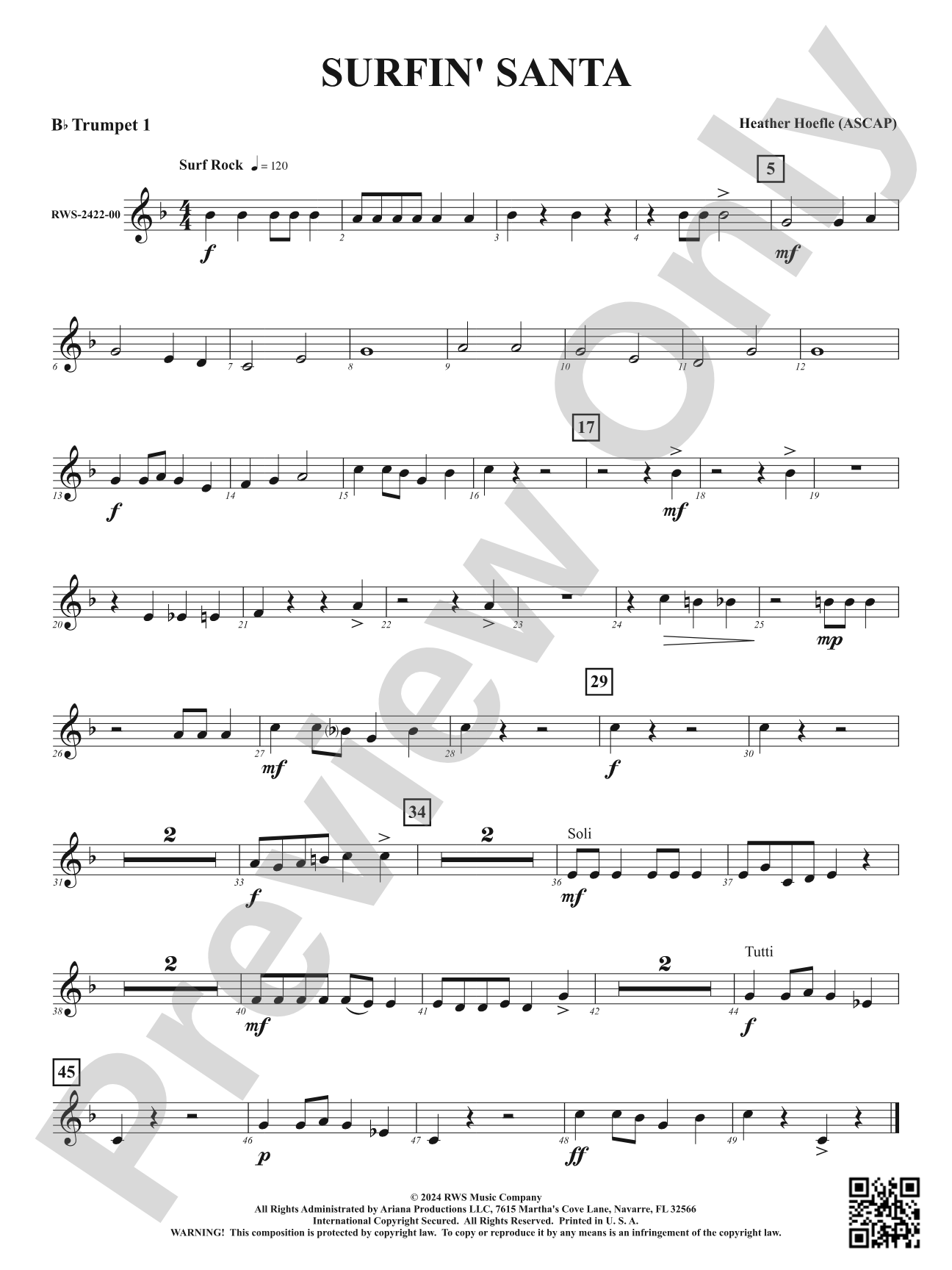 Surfin' Santa: 1st B-flat Trumpet