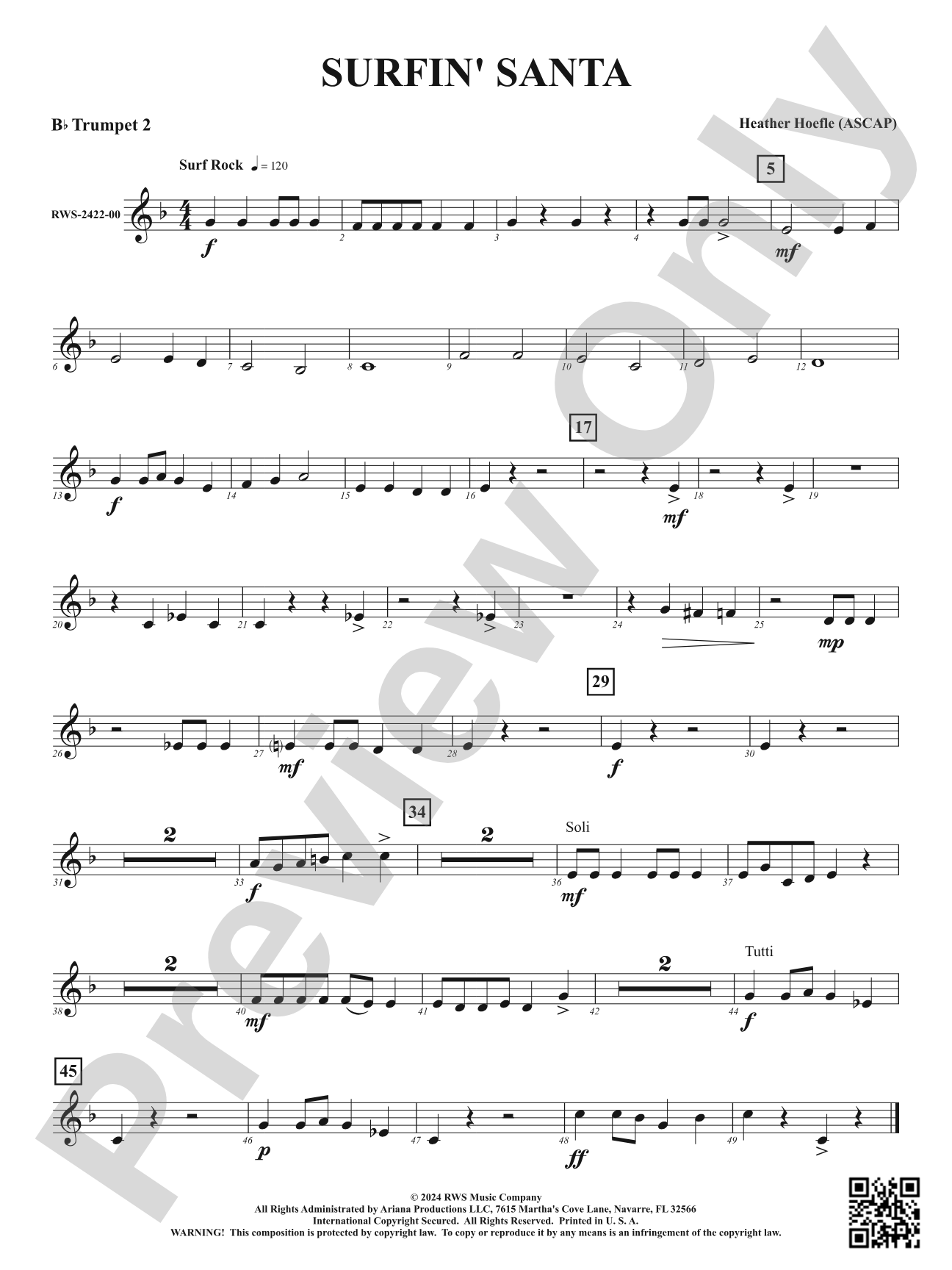 Surfin' Santa: 2nd B-flat Trumpet