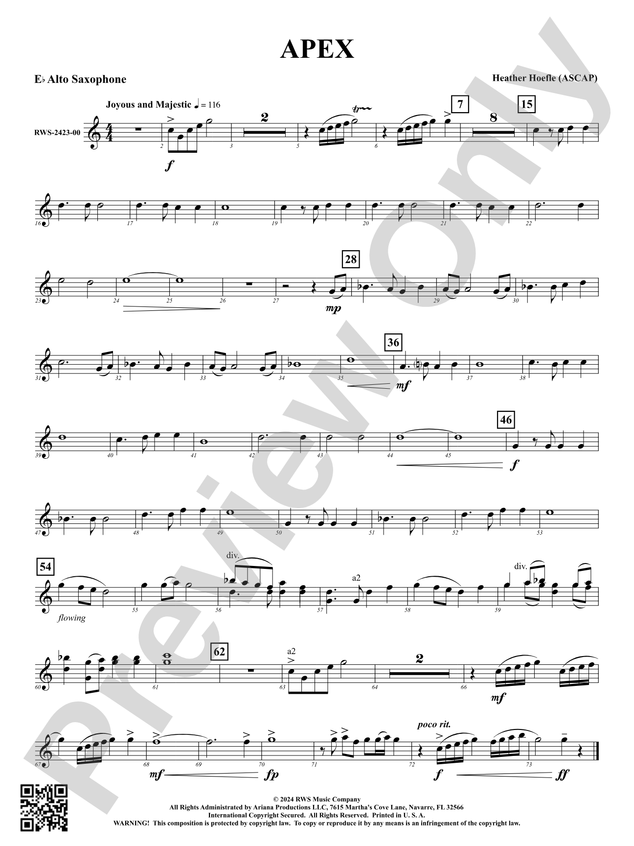 Apex: 1st E-flat Alto Saxophone