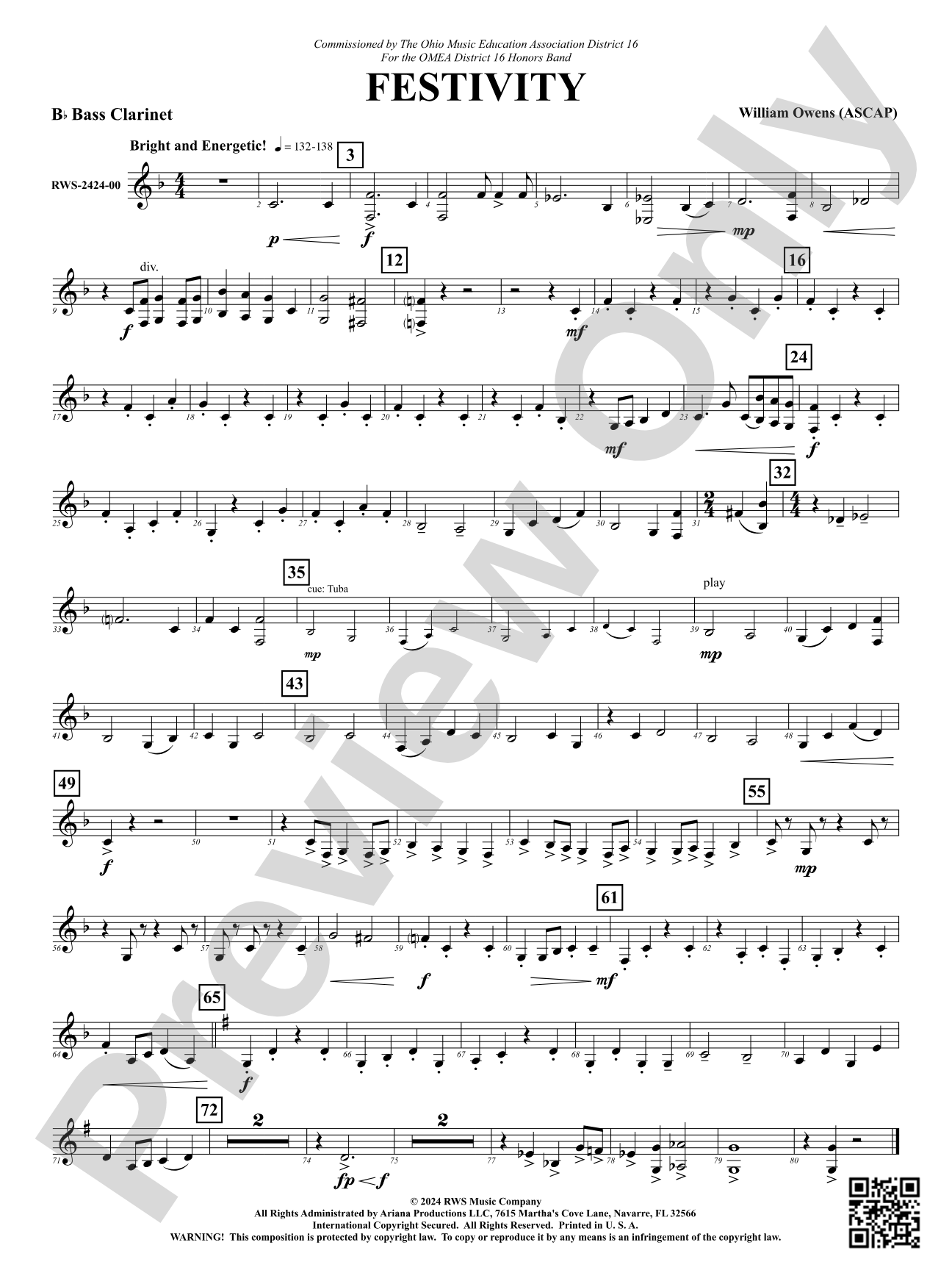 Festivity: B-flat Bass Clarinet