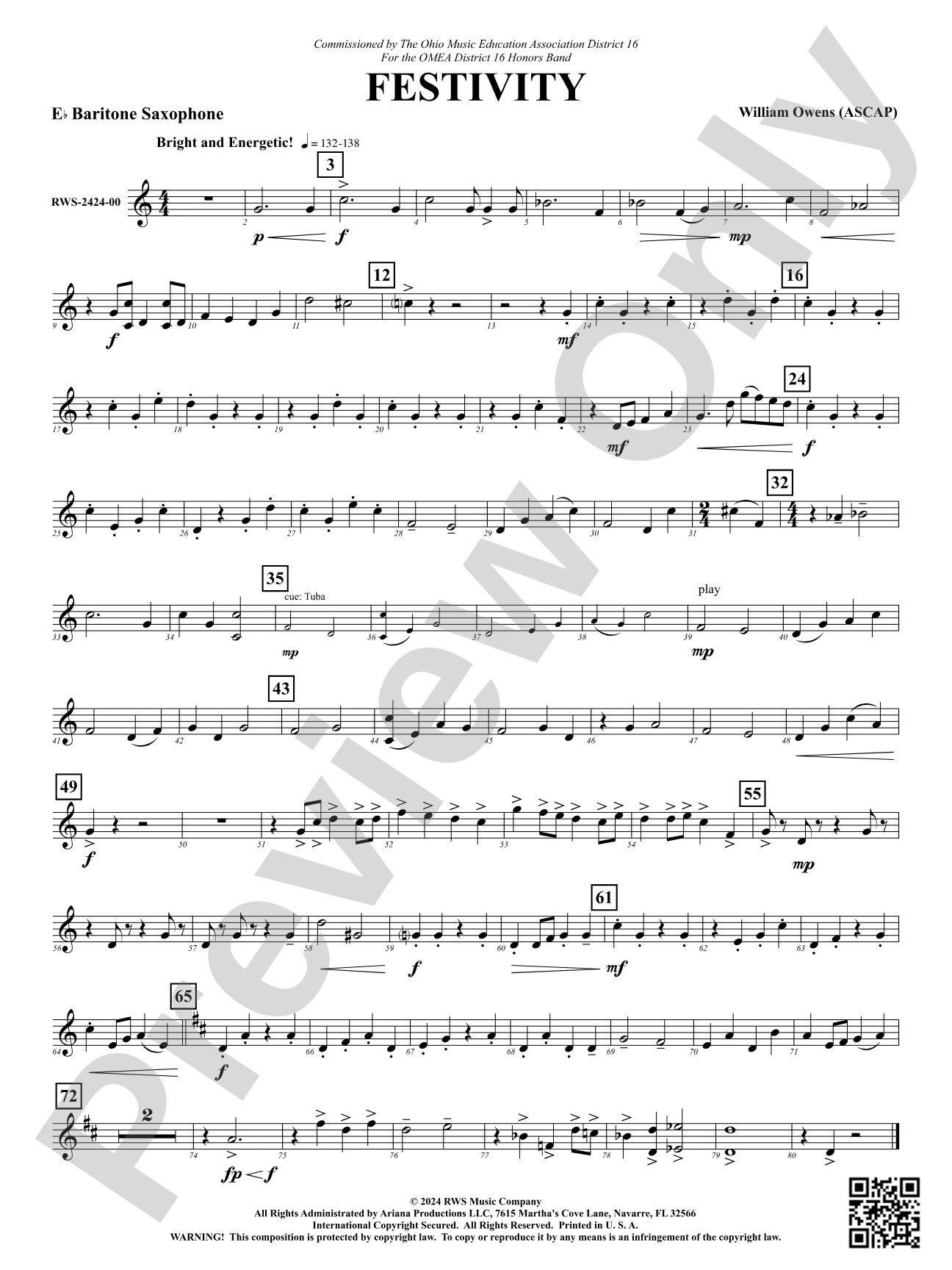 Festivity: E-flat Baritone Saxophone