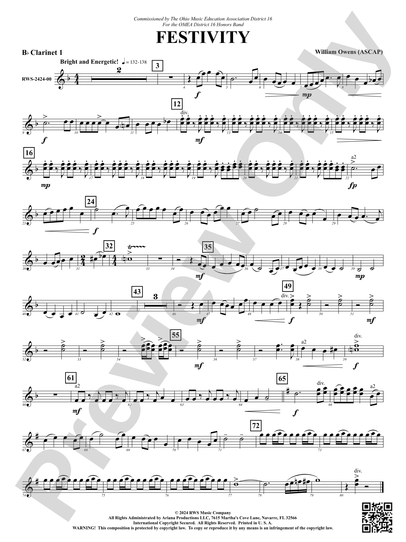 Festivity: 1st B-flat Clarinet