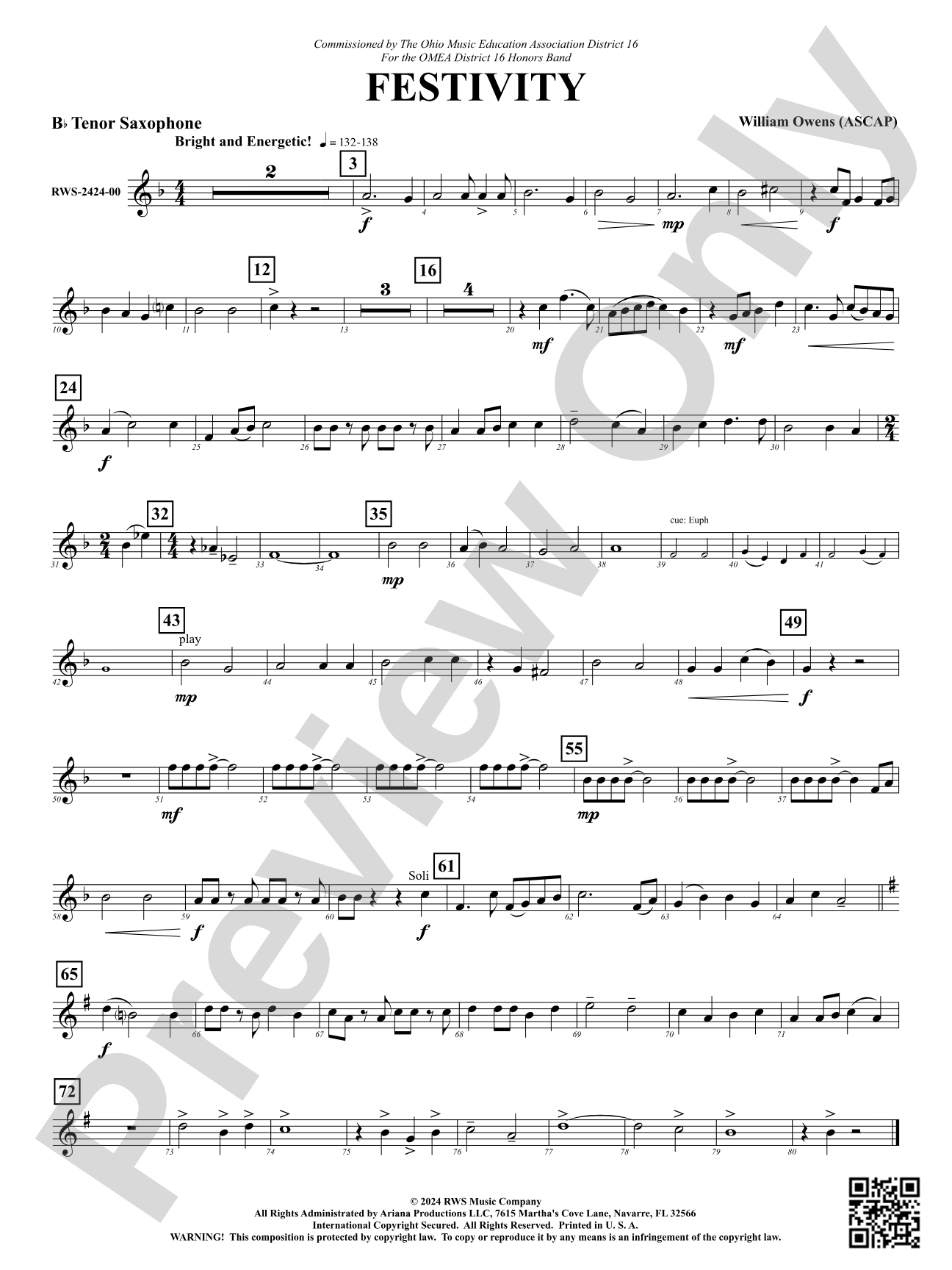 Festivity: B-flat Tenor Saxophone