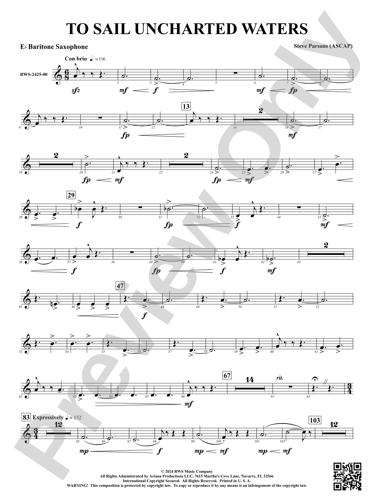 To Sail Uncharted Waters: E-flat Baritone Saxophone