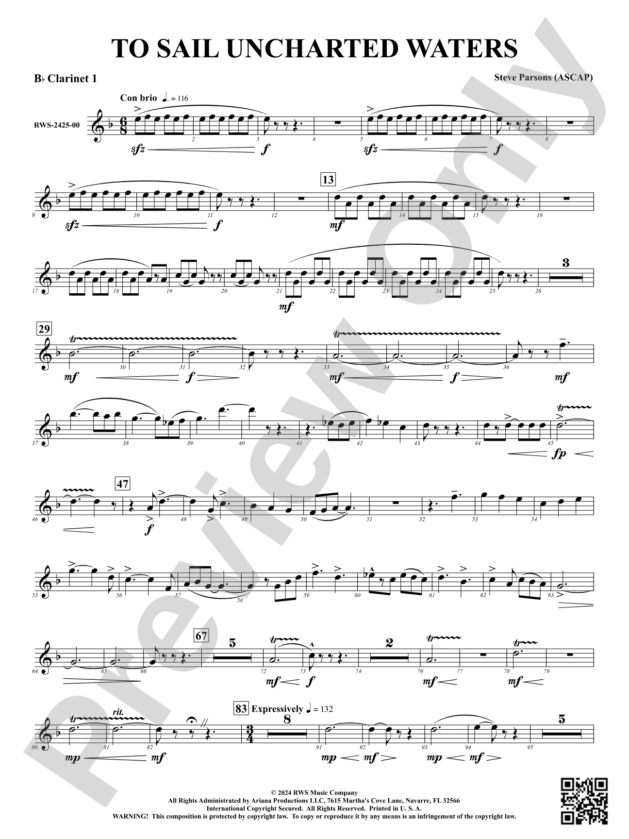 To Sail Uncharted Waters: 1st B-flat Clarinet