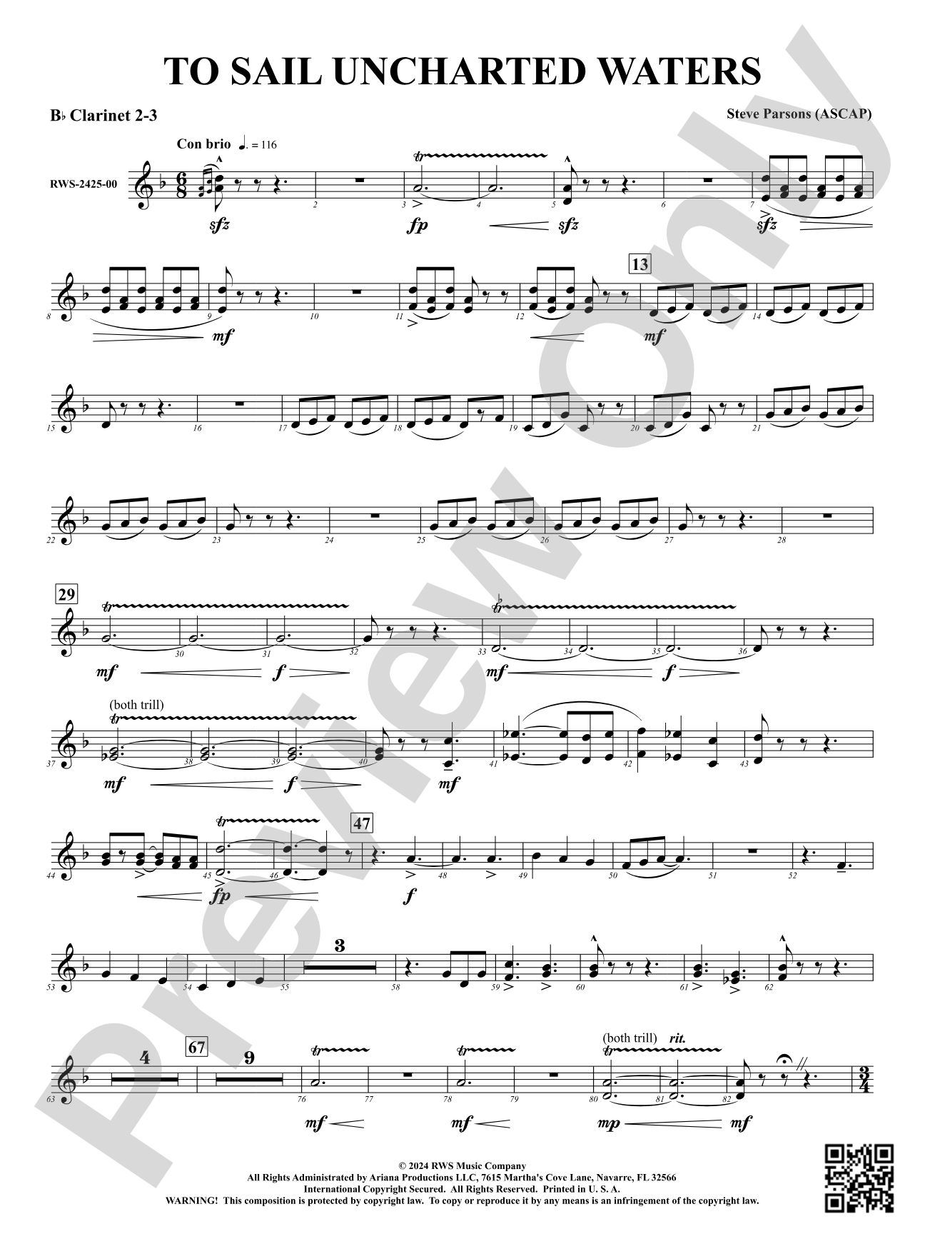 To Sail Uncharted Waters: 2nd & 3rd B-flat Clarinets