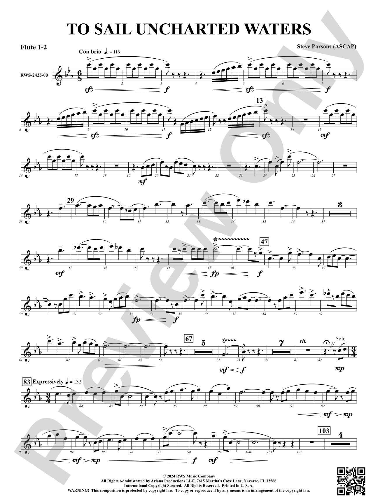 To Sail Uncharted Waters: 1st & 2nd Flute