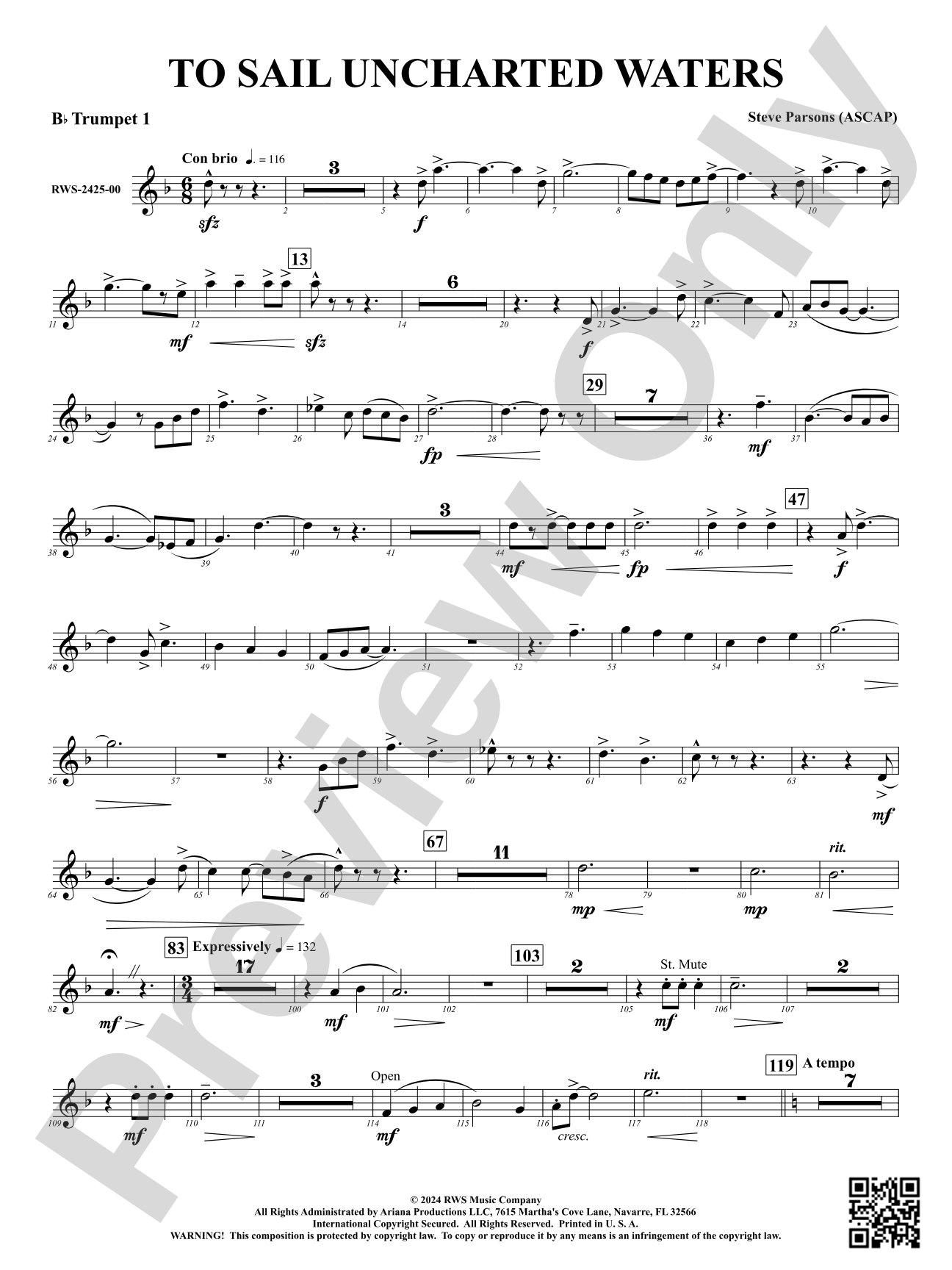 To Sail Uncharted Waters: 1st B-flat Trumpet