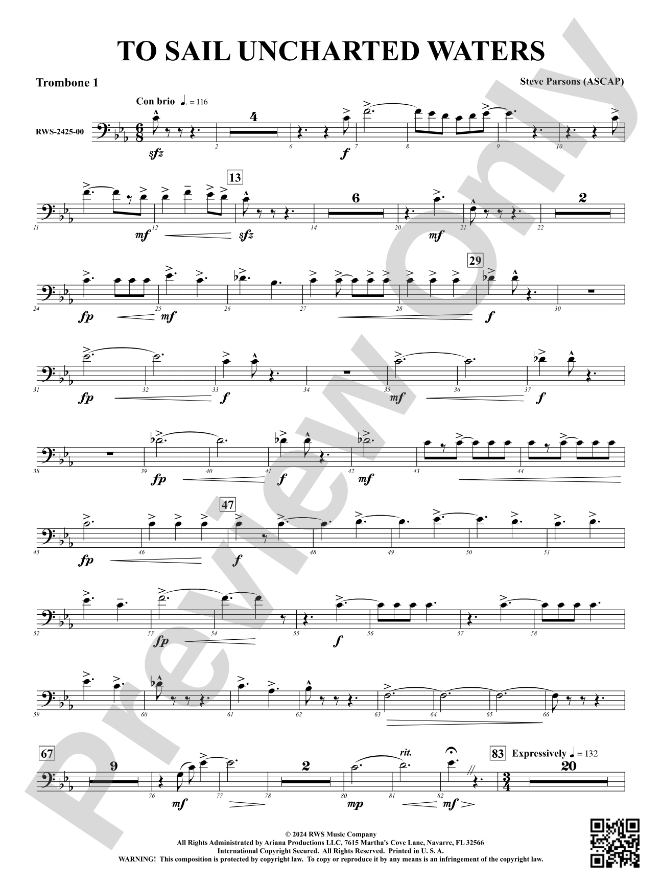 To Sail Uncharted Waters: 1st Trombone
