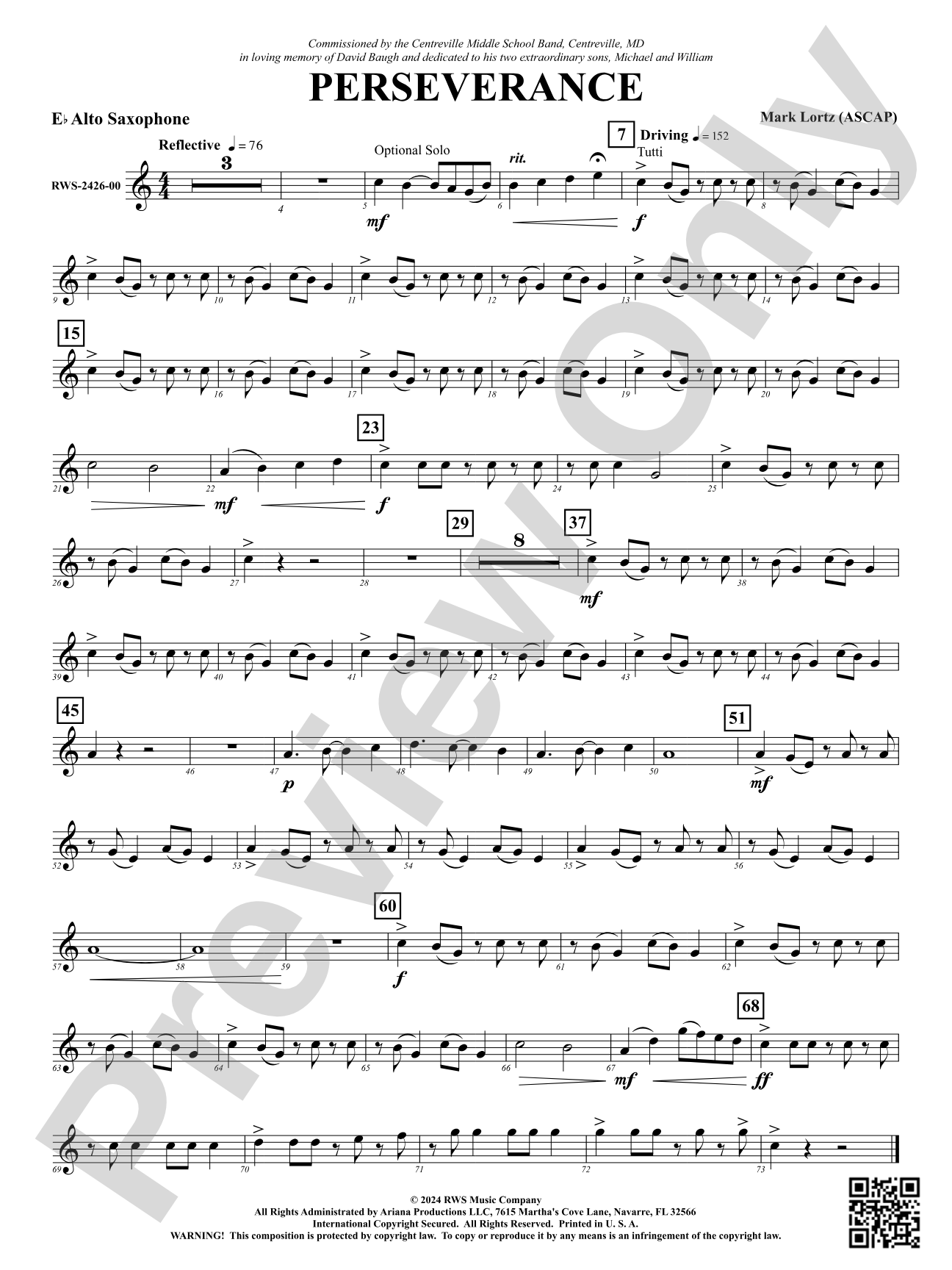 Perseverance: 1st E-flat Alto Saxophone