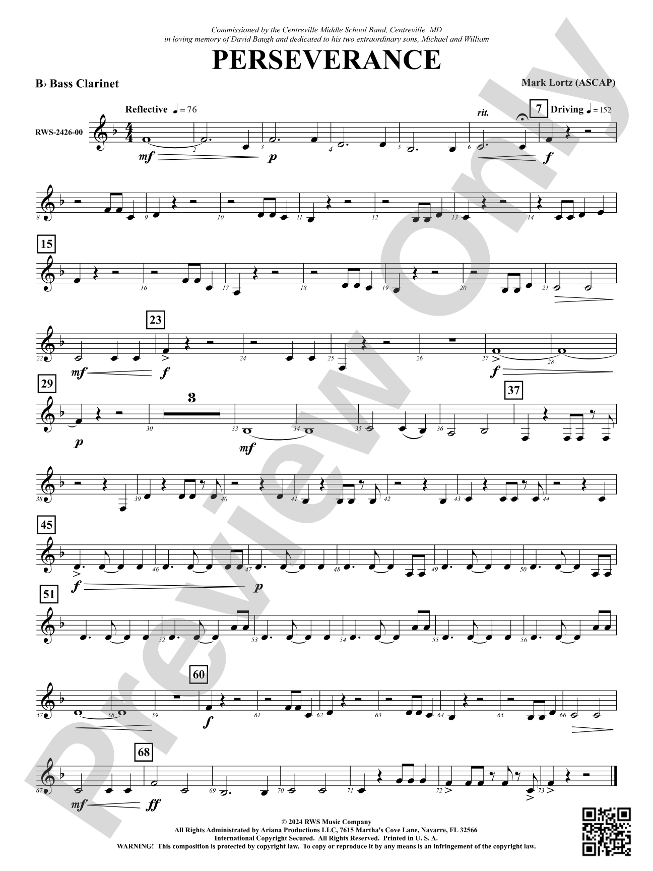 Perseverance: B-flat Bass Clarinet