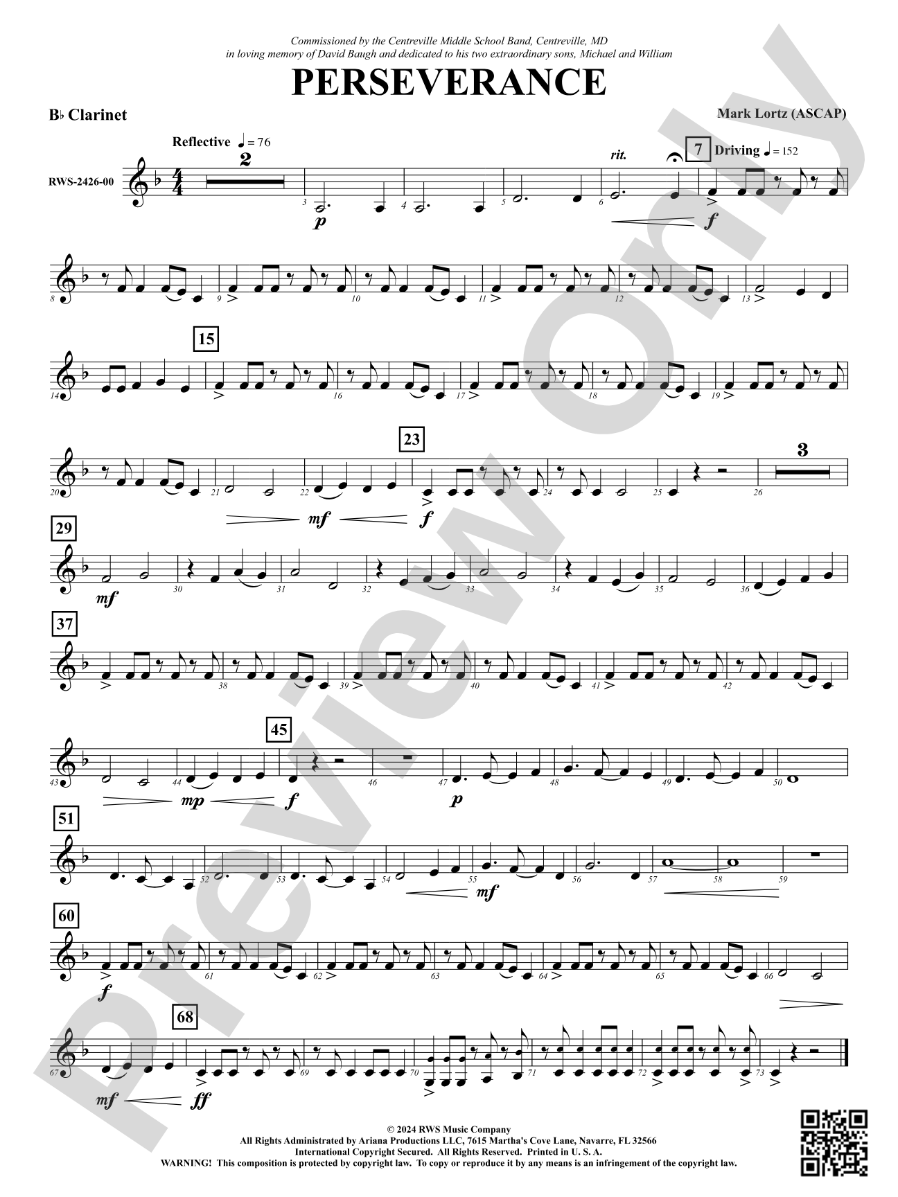 Perseverance: 1st B-flat Clarinet