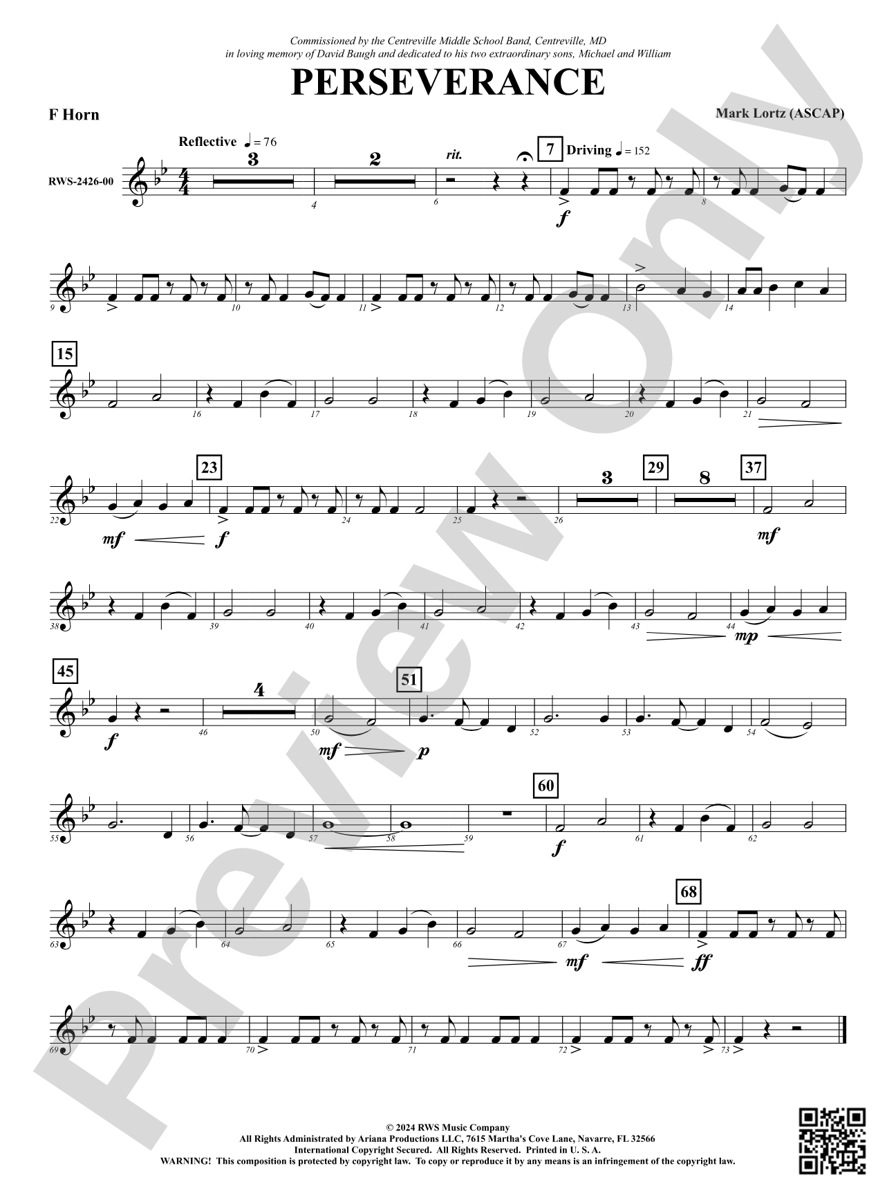 Perseverance: 1st F Horn