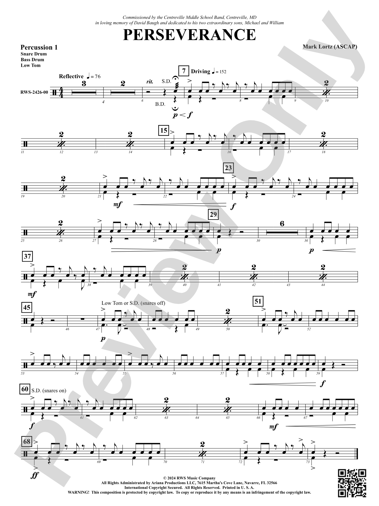 Perseverance: 1st Percussion